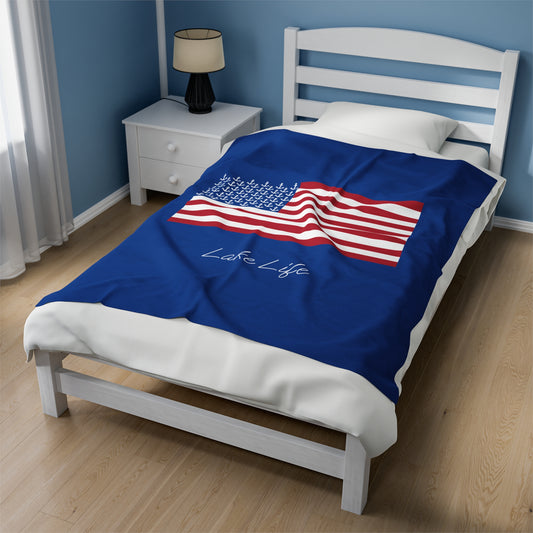 Anchors and Stripes Lake Life™ Plush Blanket by PontoonGirl®