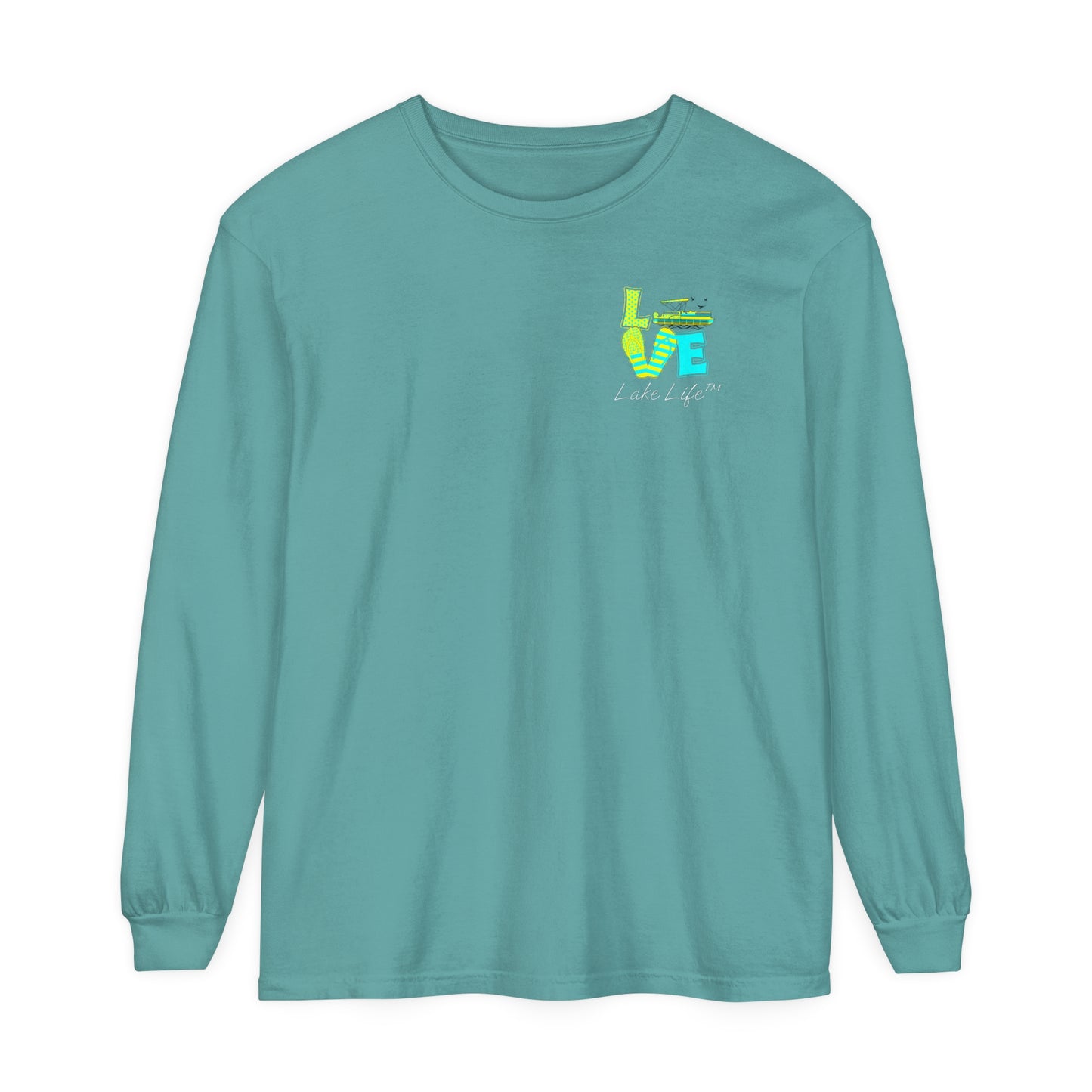 Lake Life™ Bright Flip Flop Love Unisex Garment-dyed Long Sleeve T-Shirt by Pontoon Girl®