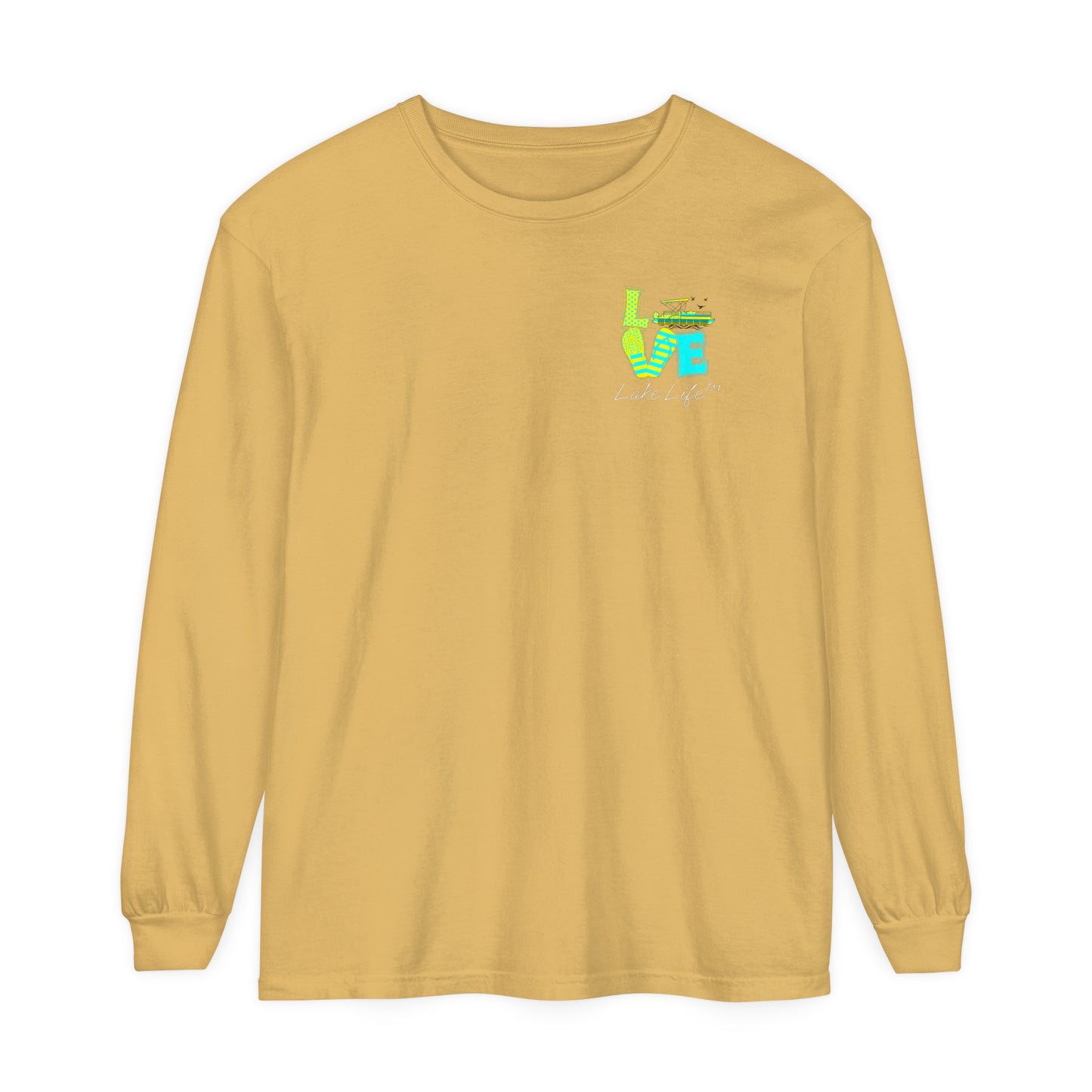 Lake Life™ Bright Flip Flop Love Unisex Garment-dyed Long Sleeve T-Shirt by Pontoon Girl®