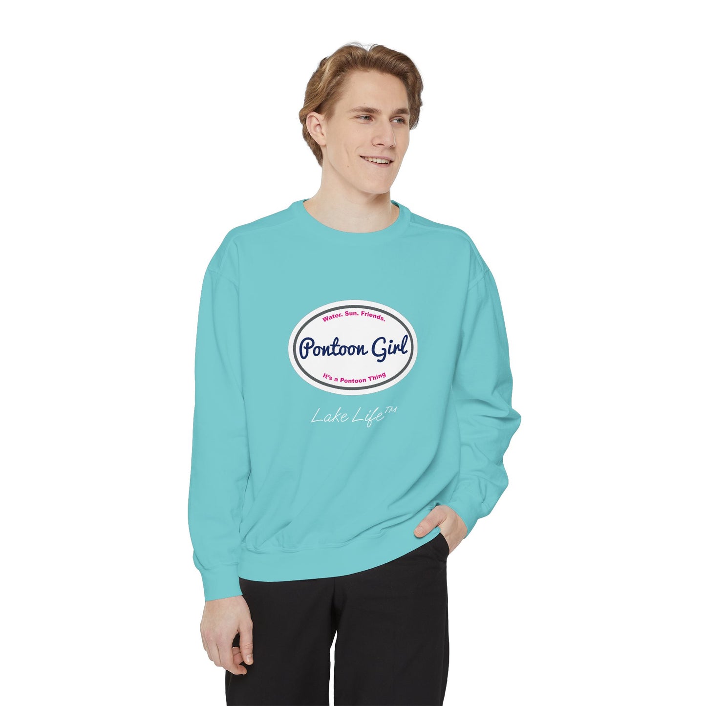 Pontoon Girl Logo Lake Life™ Crew Neck Sweatshirt by Pontoon Girl®