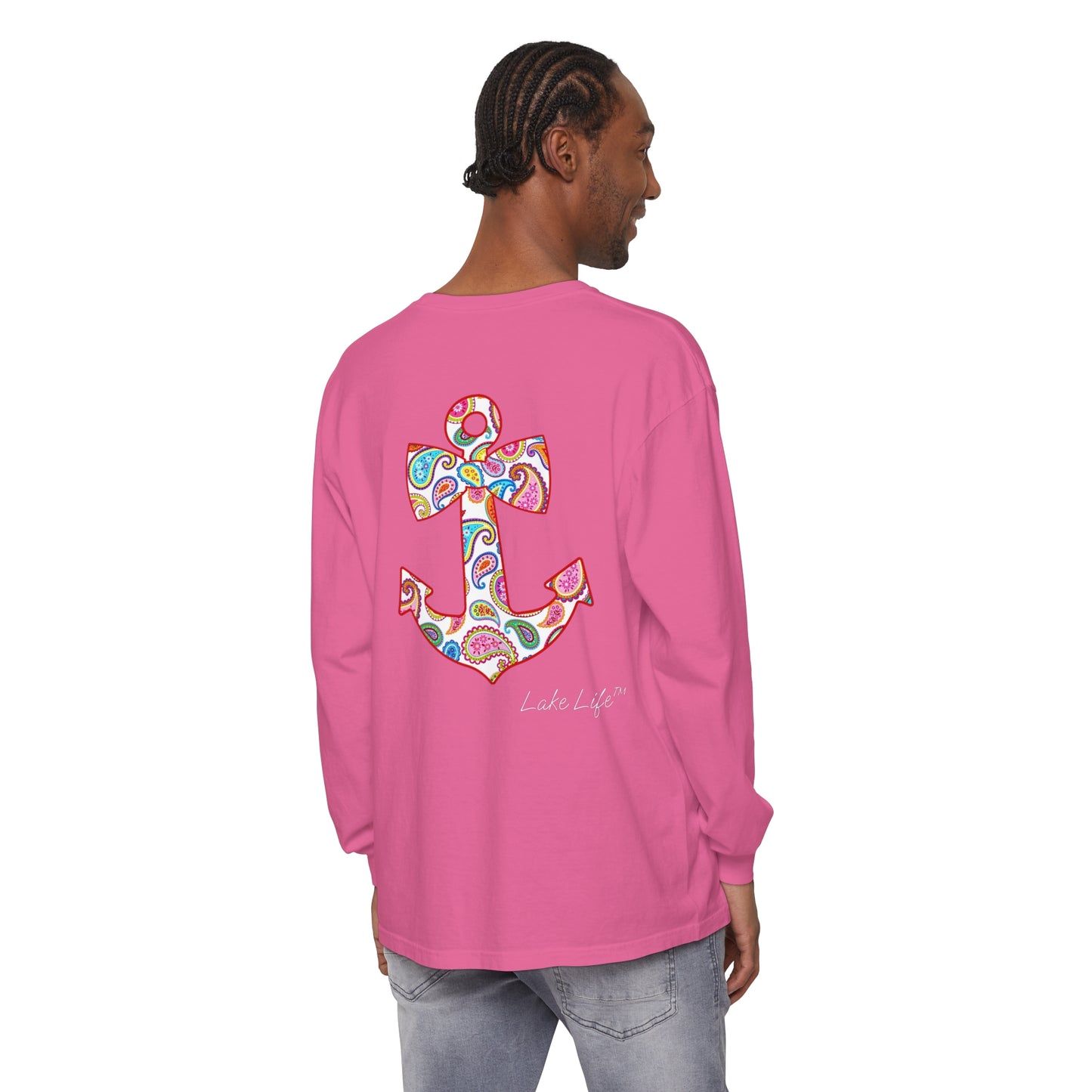 Lake Life™ Sweet Anchor Garment-dyed Long Sleeve T-Shirt by Pontoon Girl®