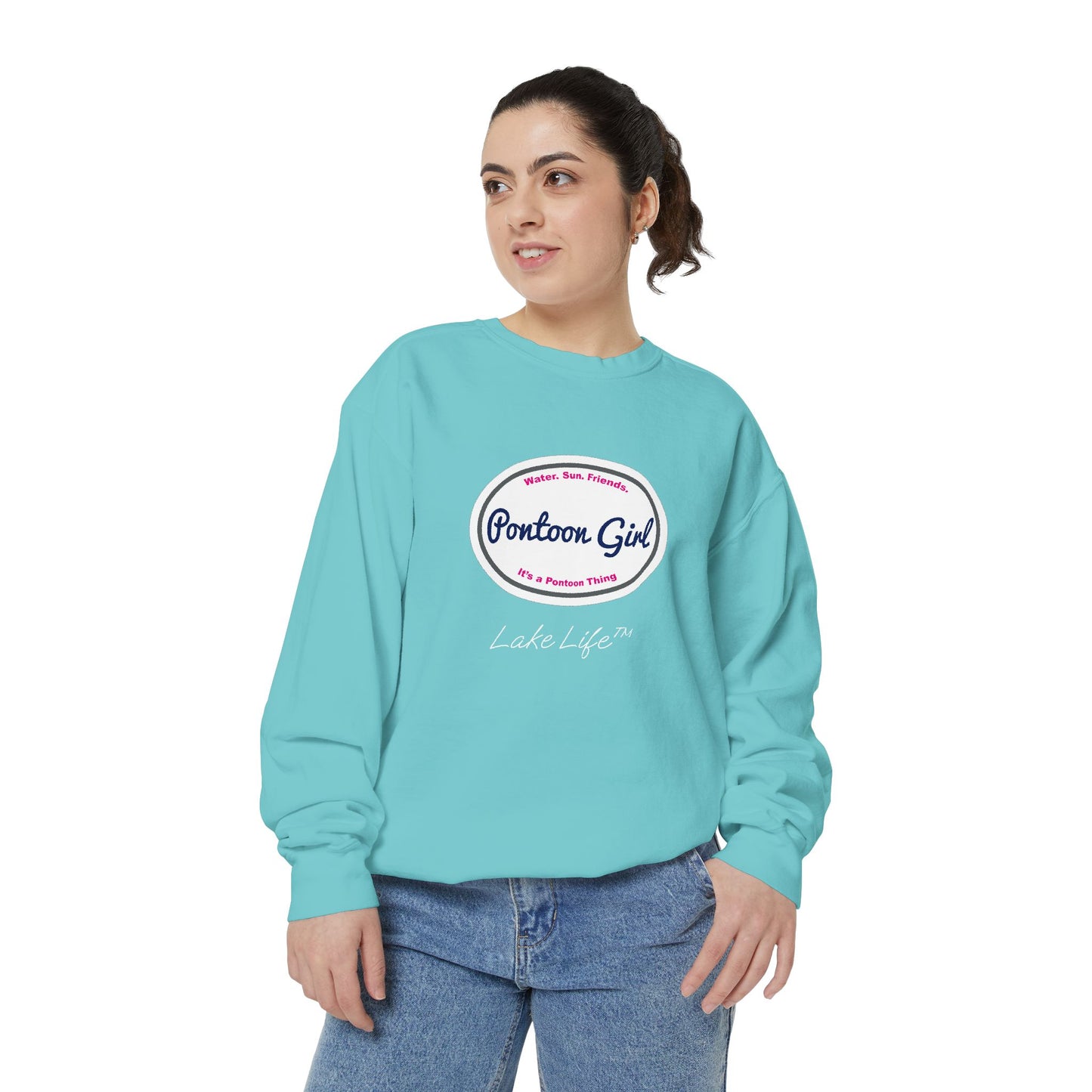 Pontoon Girl Logo Lake Life™ Crew Neck Sweatshirt by Pontoon Girl®