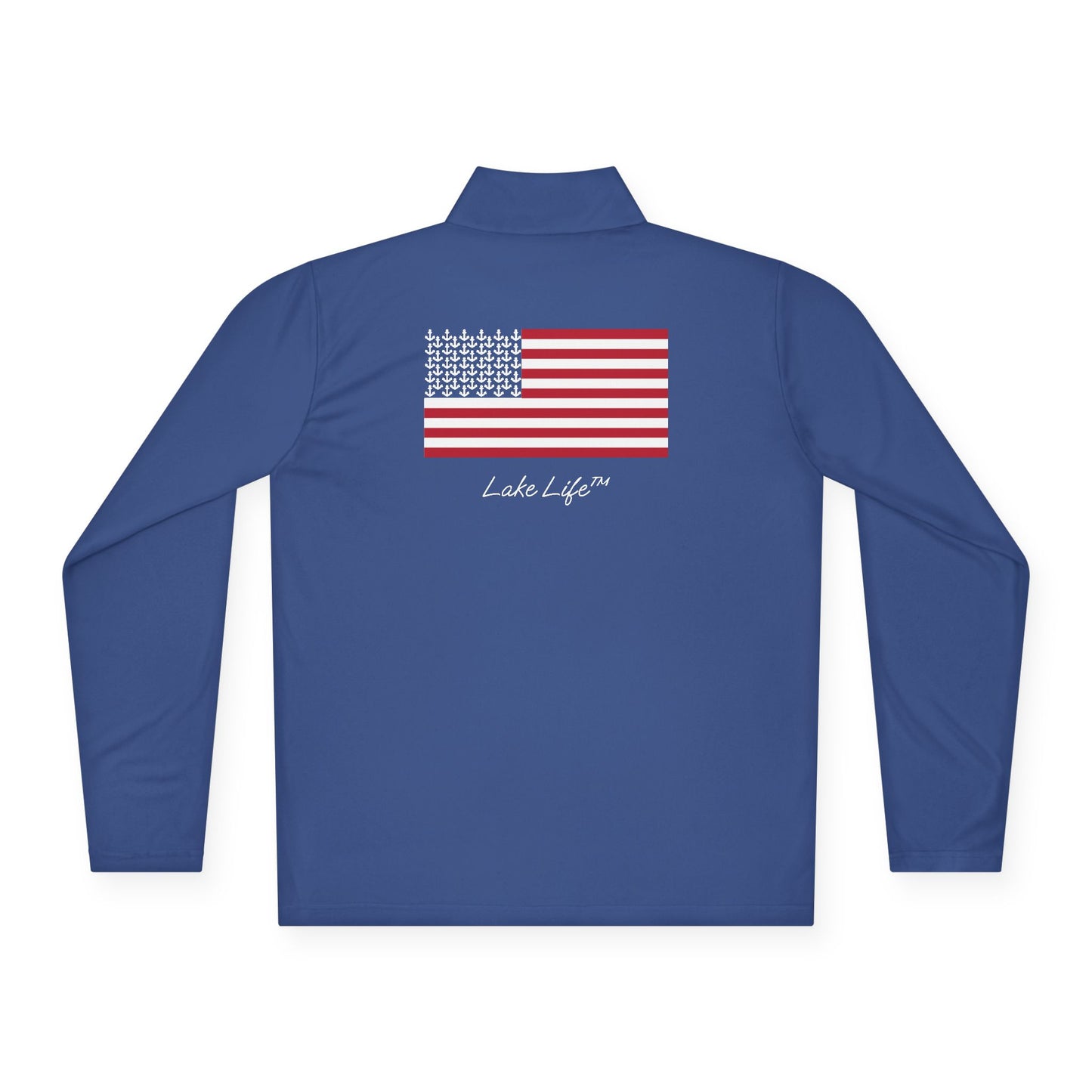 Anchors and Stripes Lake Life™ Unisex Quarter-Zip Pullover by Pontoon Girl®