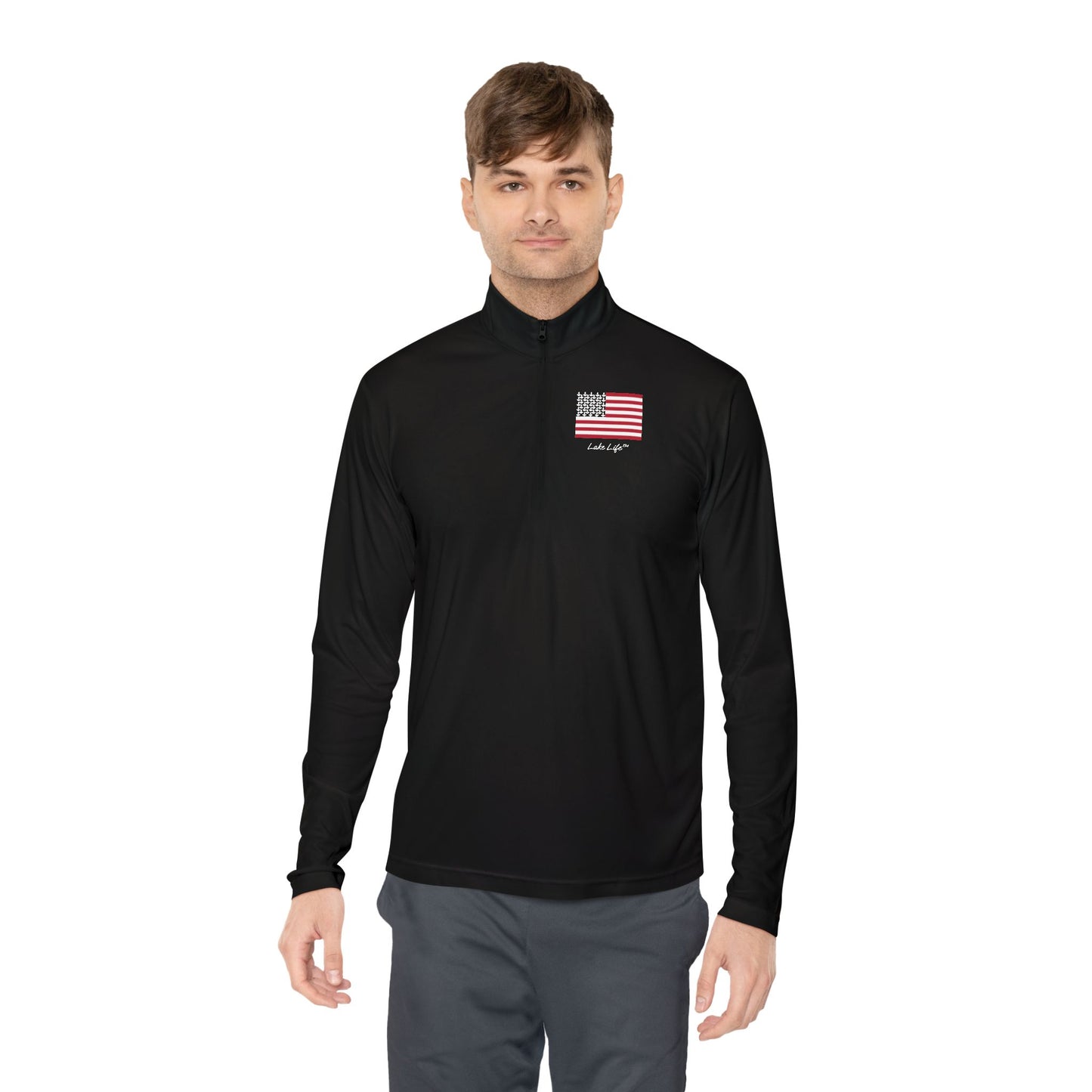 Anchors and Stripes Lake Life™ Unisex Quarter-Zip Pullover by Pontoon Girl®