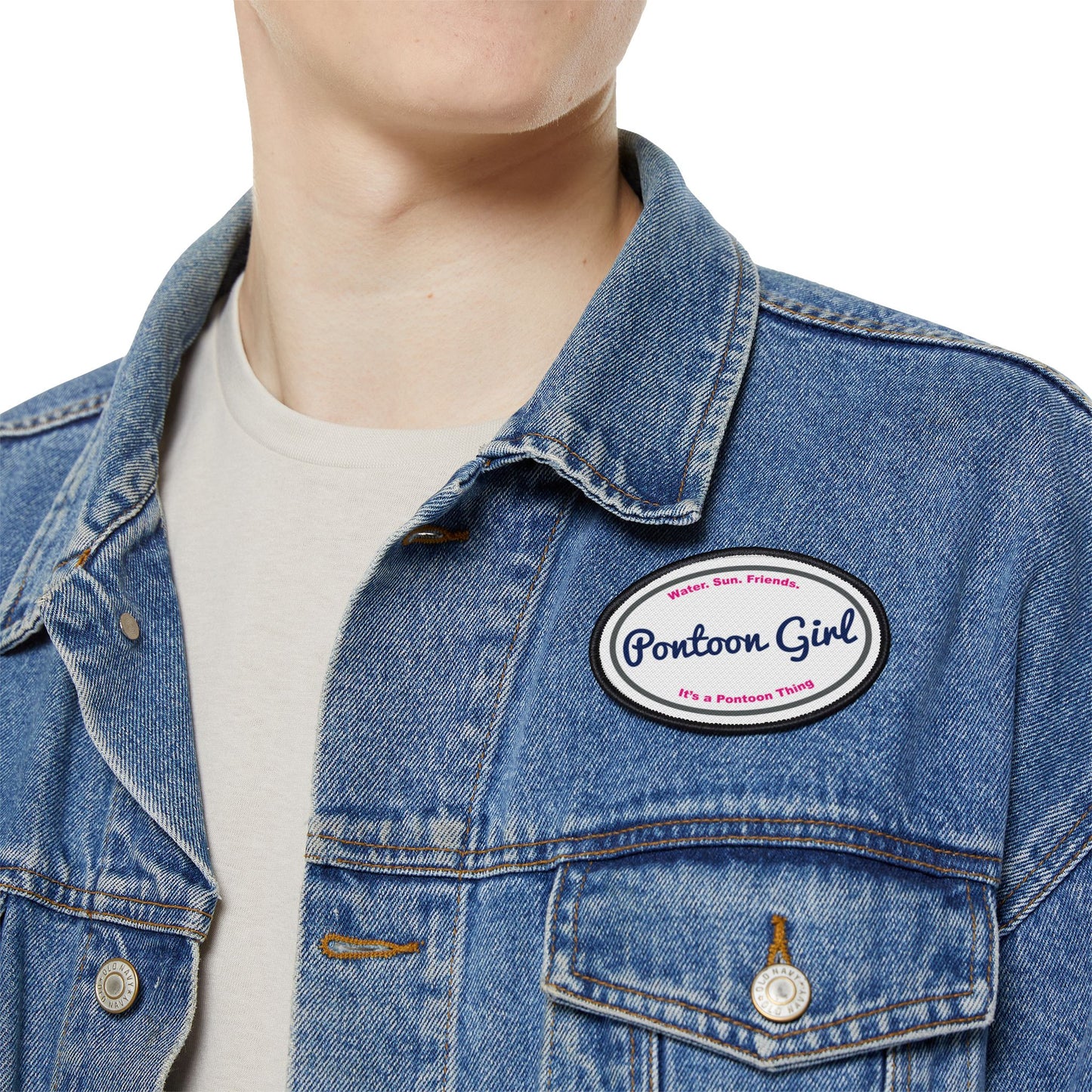 Pontoon Girl Oval Iron-On Patch by Pontoon Girl®