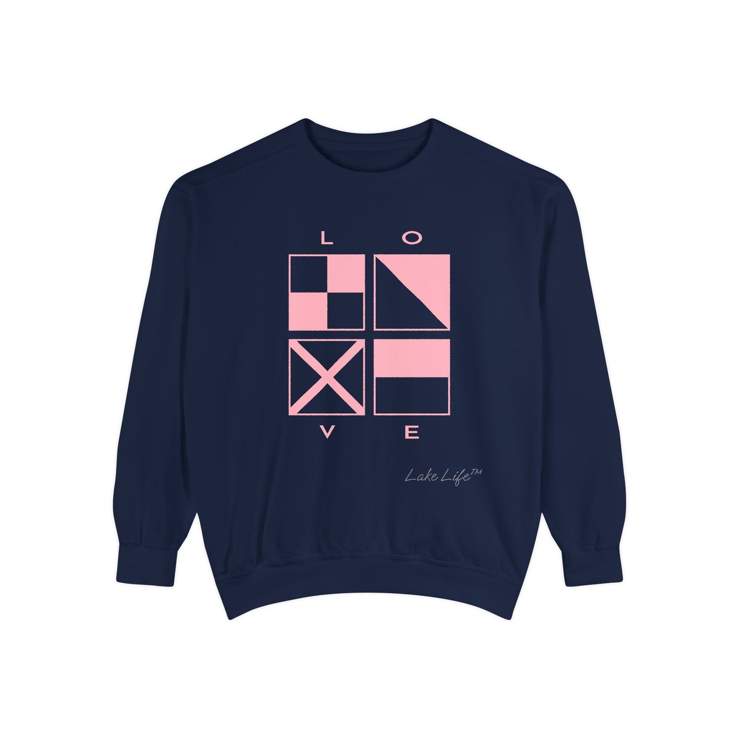 Nautical Love Code Flags Lake Life™ Crew Neck Sweatshirt by Pontoon Girl®