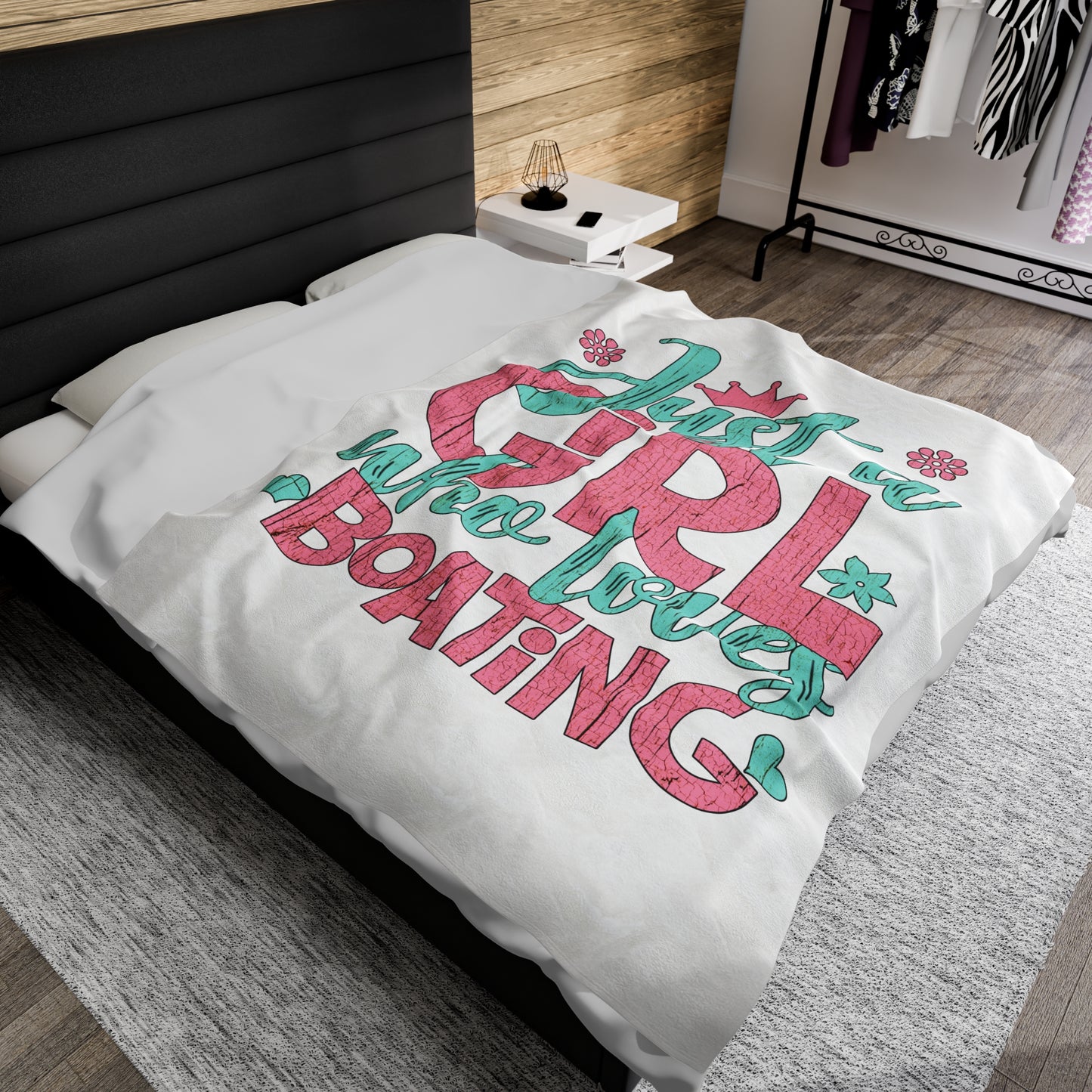 Just a Girl Who Loves Boating Blanket - Velveteen Plush Blanket by Pontoon Girl®