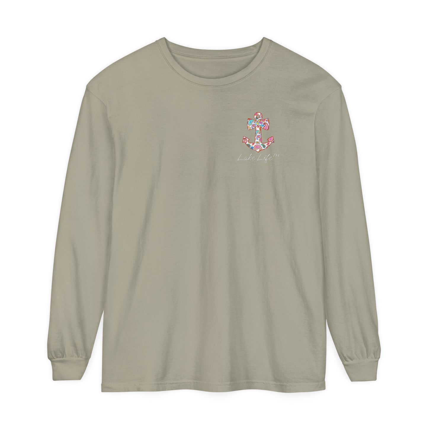 Lake Life™ Sweet Anchor Garment-dyed Long Sleeve T-Shirt by Pontoon Girl®