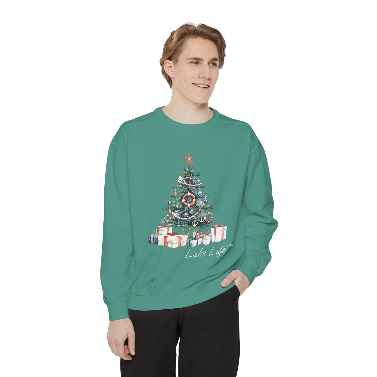 Nautical Christmas Tree Lake Life™ Sweatshirt by Pontoon Girl®