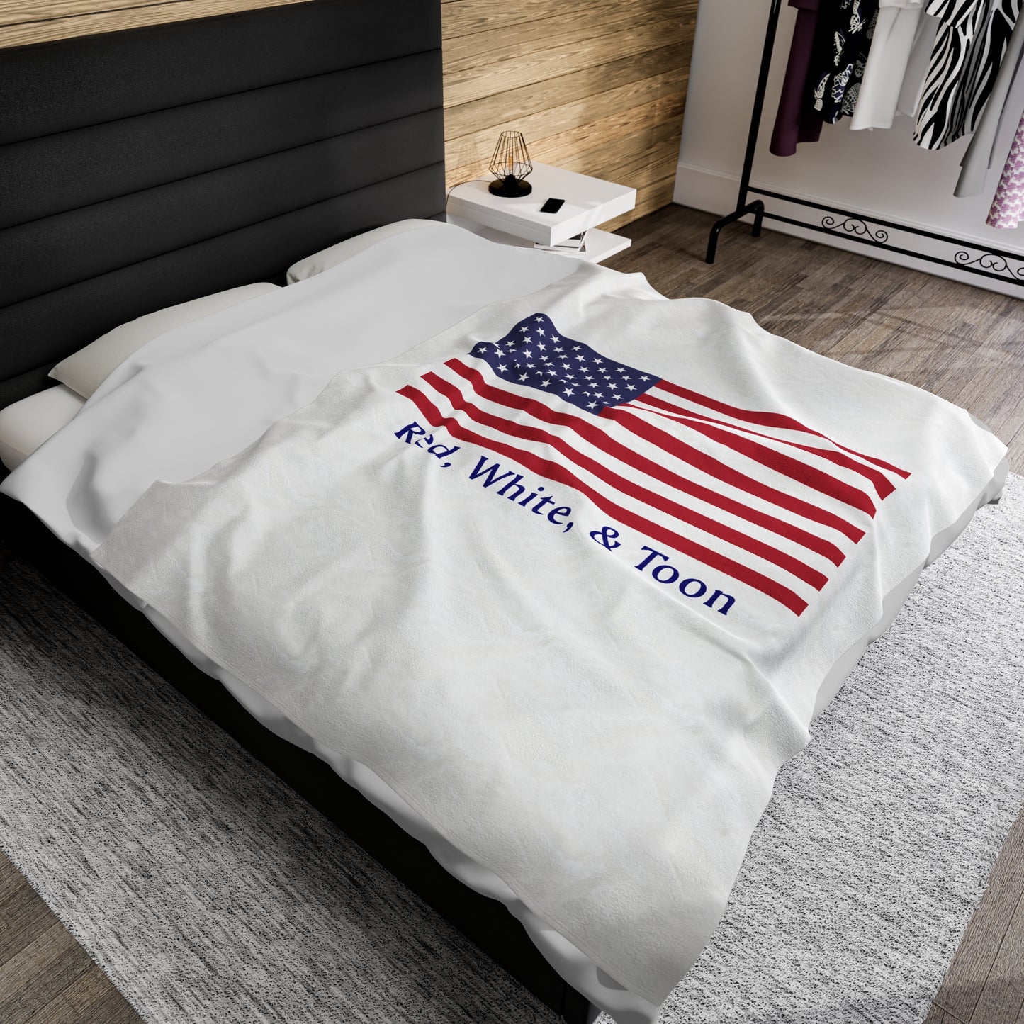 Red White and Toon™ Classic Design American Flag Plush Blanket by PontoonGirl®