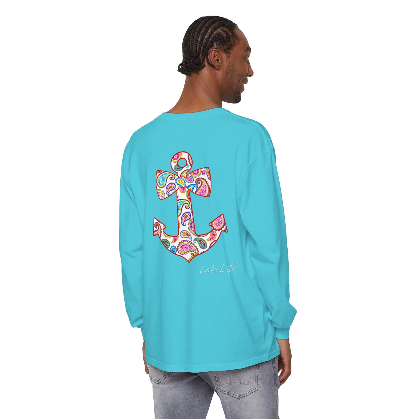 Lake Life™ Sweet Anchor Garment-dyed Long Sleeve T-Shirt by Pontoon Girl®