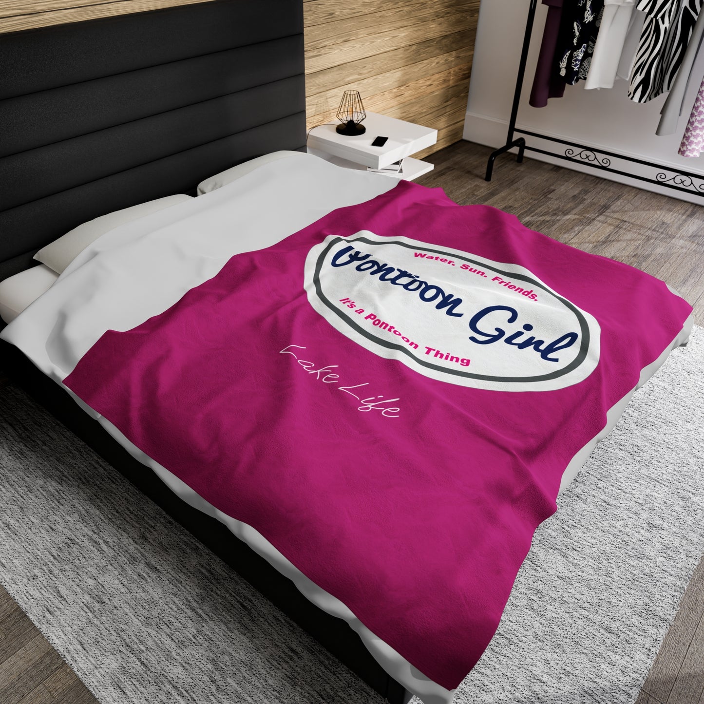 Pontoon Girl® Large Logo and Lake Life™ Plush Blanket by PontoonGirl®