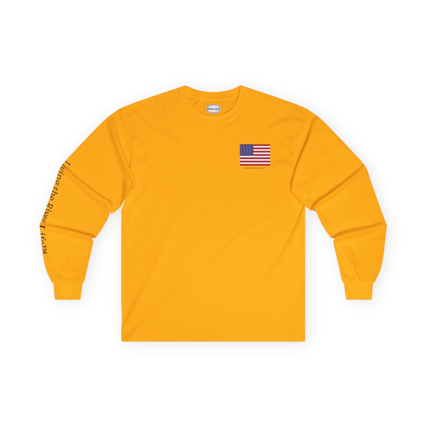 Anchors and Stripes Living the River Life™ - Customizable - Long Sleeve Tee by Pontoon Girl® in Light Colors