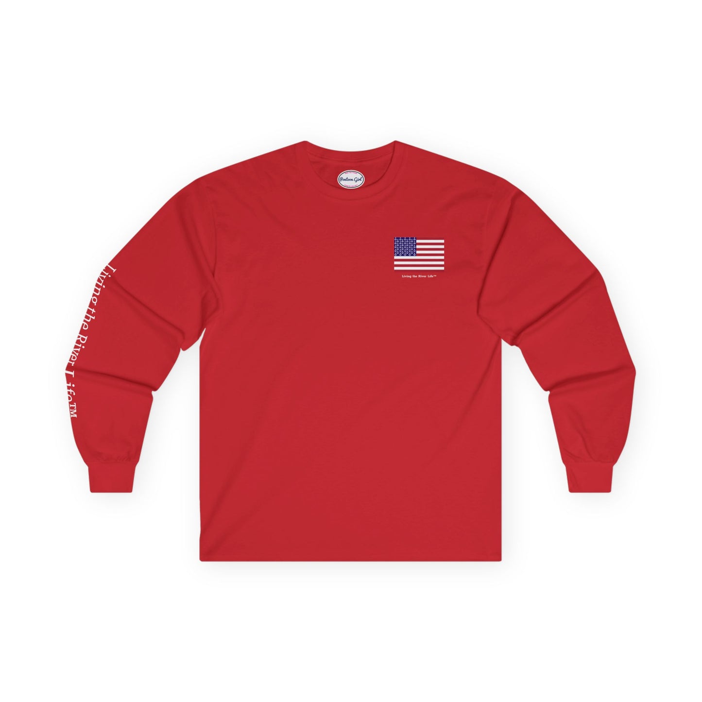 Anchors and Stripes - Living the River Life™ - Customizable - Long Sleeve Tee by Pontoon Girl® in Dark Colors