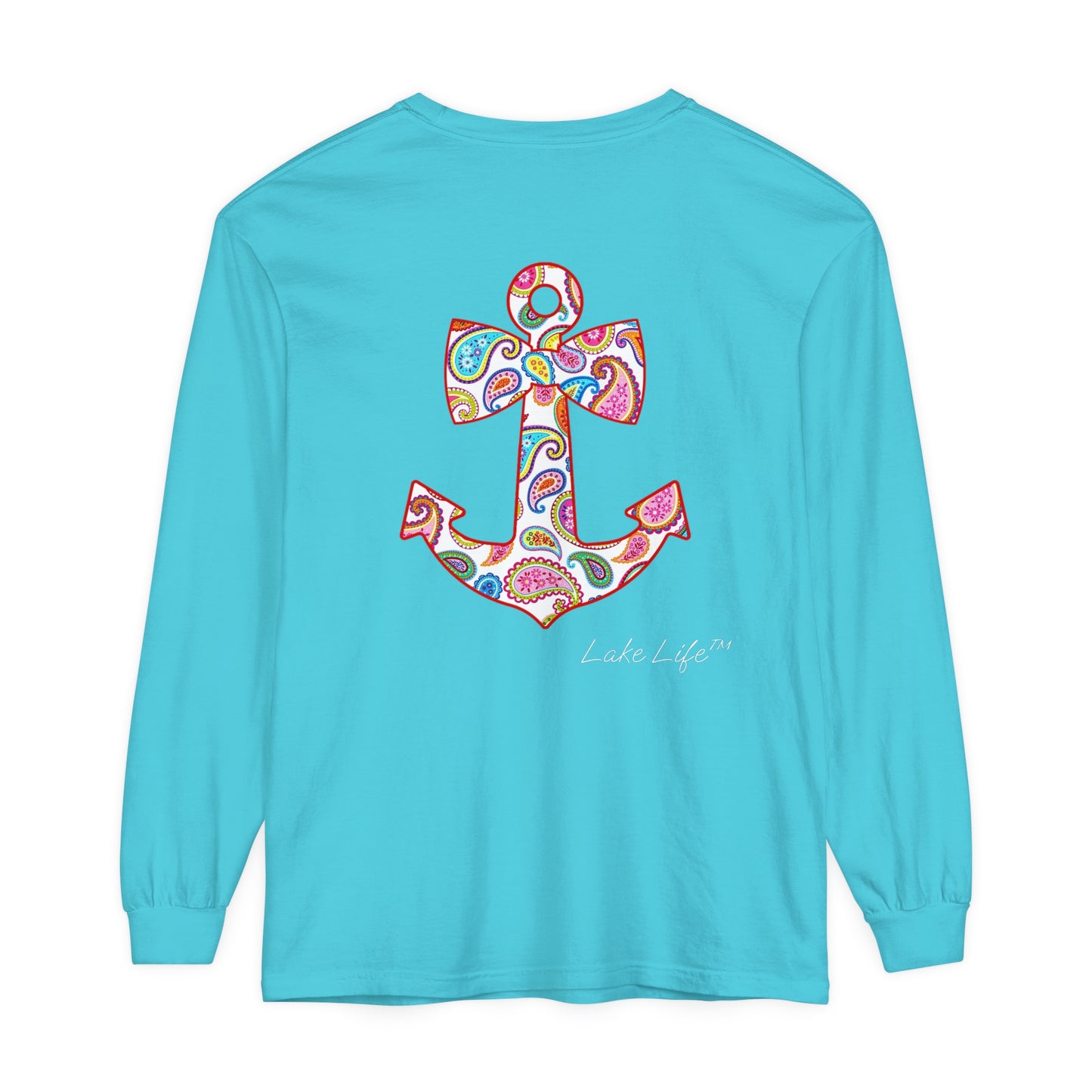 Lake Life™ Sweet Anchor Garment-dyed Long Sleeve T-Shirt by Pontoon Girl®