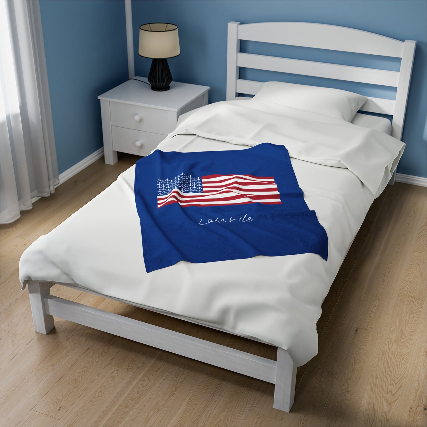 Anchors and Stripes Lake Life™ Plush Blanket by PontoonGirl®