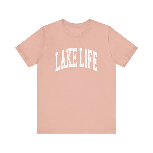 Lake Life™ White Design Unisex Jersey Short Sleeve Tee by Pontoon Girl®