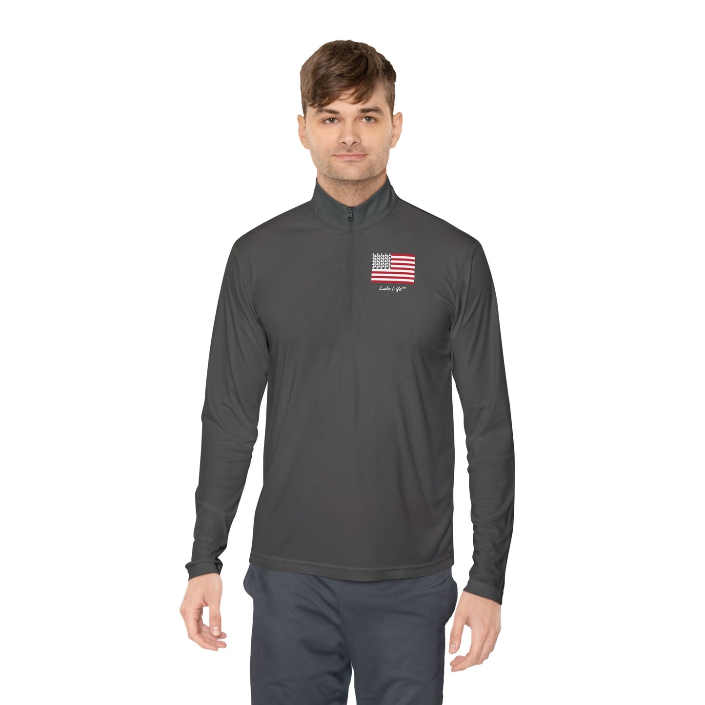 Anchors and Stripes Lake Life™ Unisex Quarter-Zip Pullover by Pontoon Girl®
