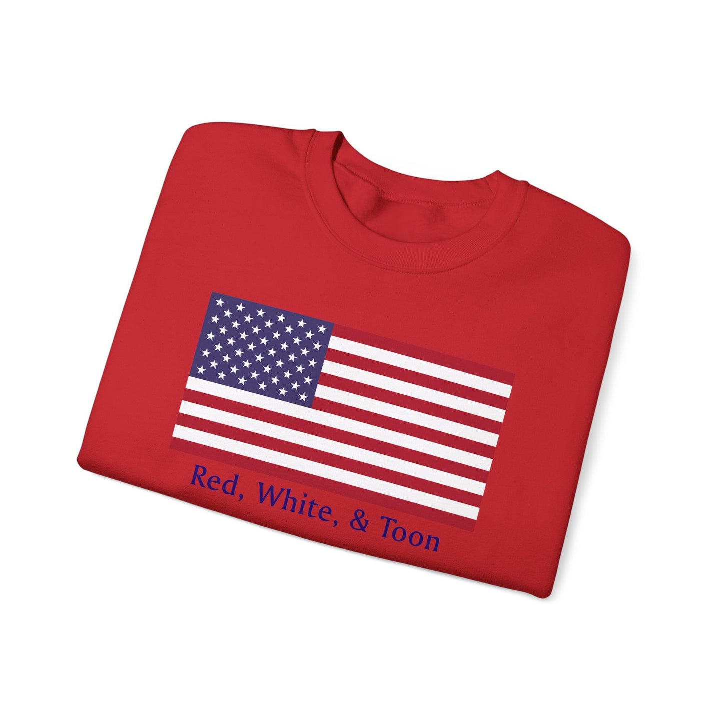 Red White and Toon™ Classic American Flag Lake Life™ - Heavy Blend™ Crewneck Sweatshirt by Pontoon Girl®