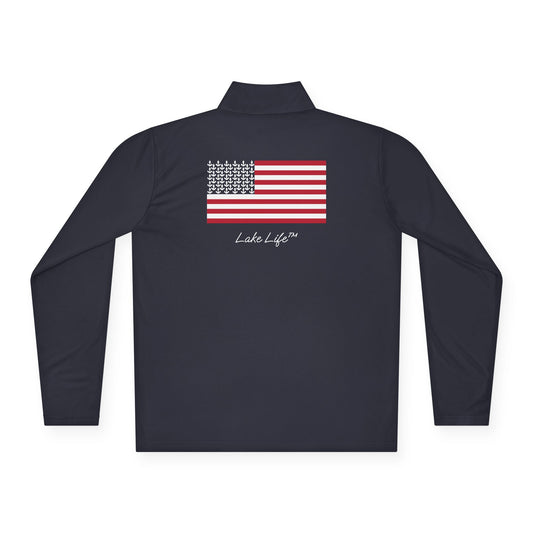 Anchors and Stripes Lake Life™ Unisex Quarter-Zip Pullover by Pontoon Girl®