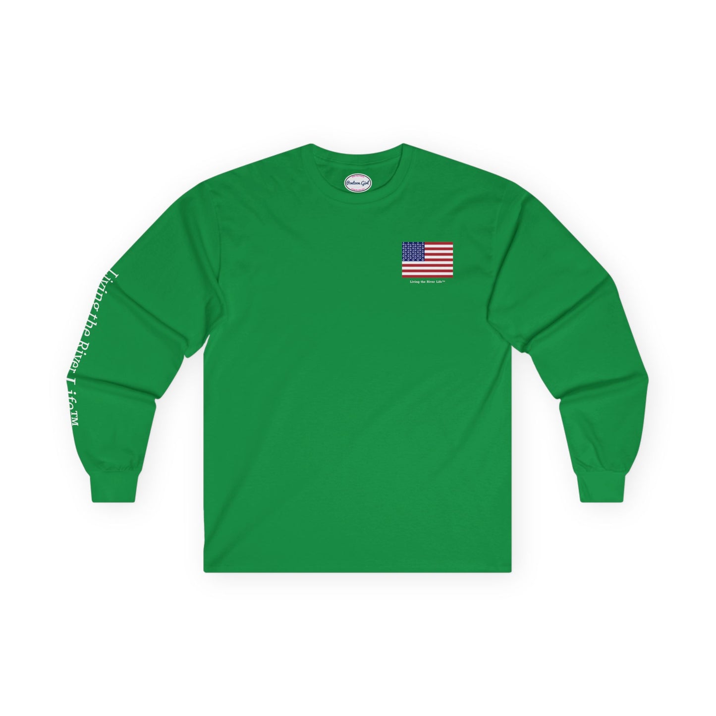 Anchors and Stripes - Living the River Life™ - Customizable - Long Sleeve Tee by Pontoon Girl® in Dark Colors