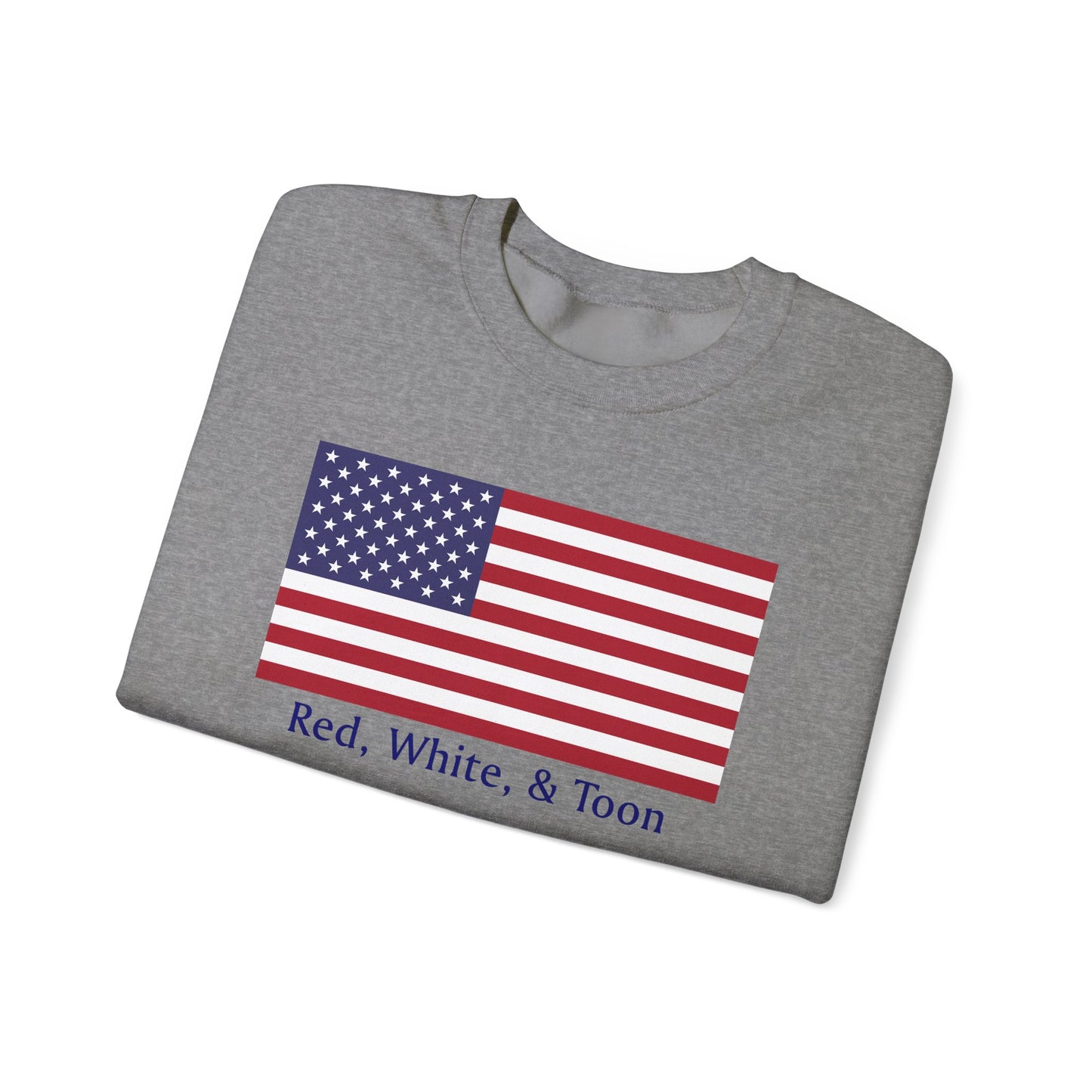 Red White and Toon™ Classic American Flag Lake Life™ - Heavy Blend™ Crewneck Sweatshirt by Pontoon Girl®
