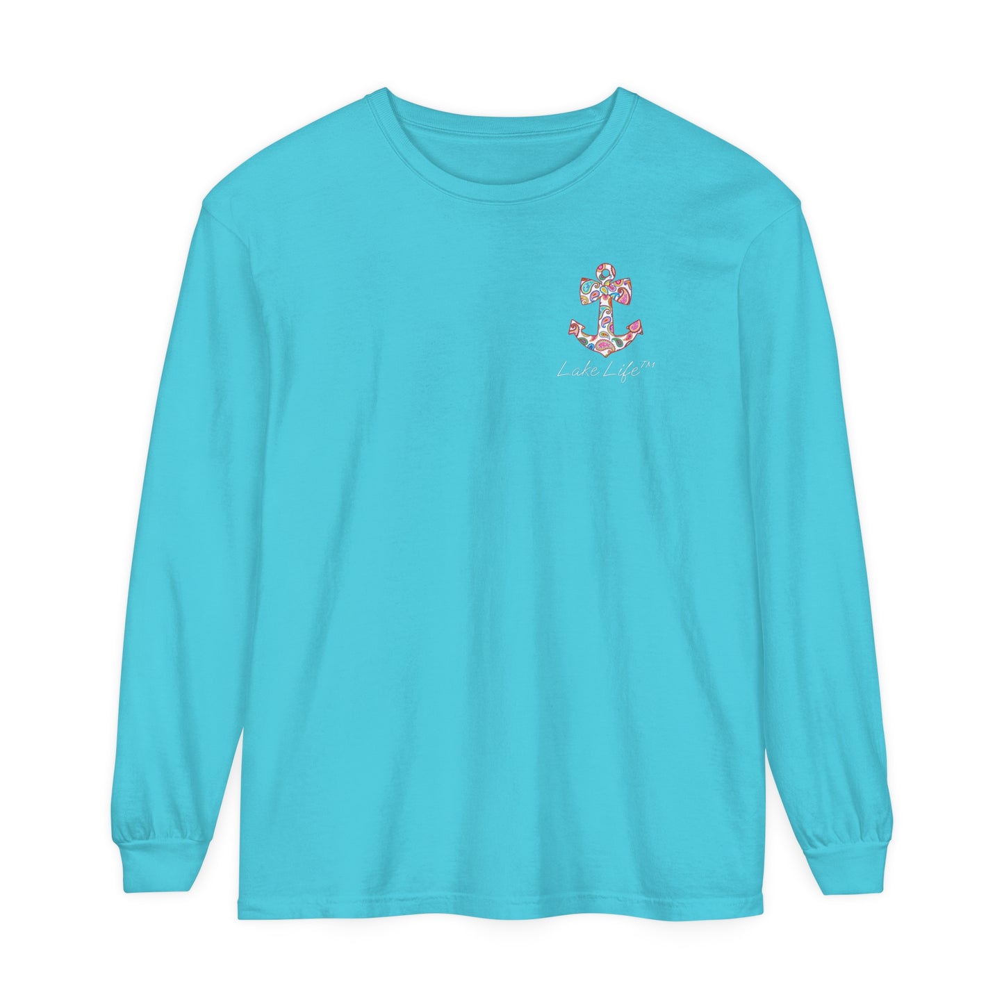 Lake Life™ Sweet Anchor Garment-dyed Long Sleeve T-Shirt by Pontoon Girl®