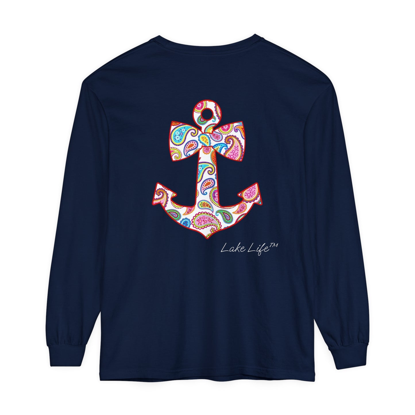 Lake Life™ Sweet Anchor Garment-dyed Long Sleeve T-Shirt by Pontoon Girl®