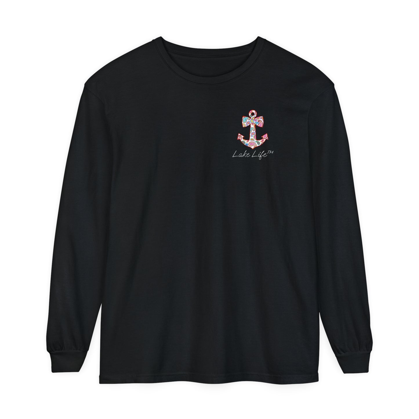 Lake Life™ Sweet Anchor Garment-dyed Long Sleeve T-Shirt by Pontoon Girl®