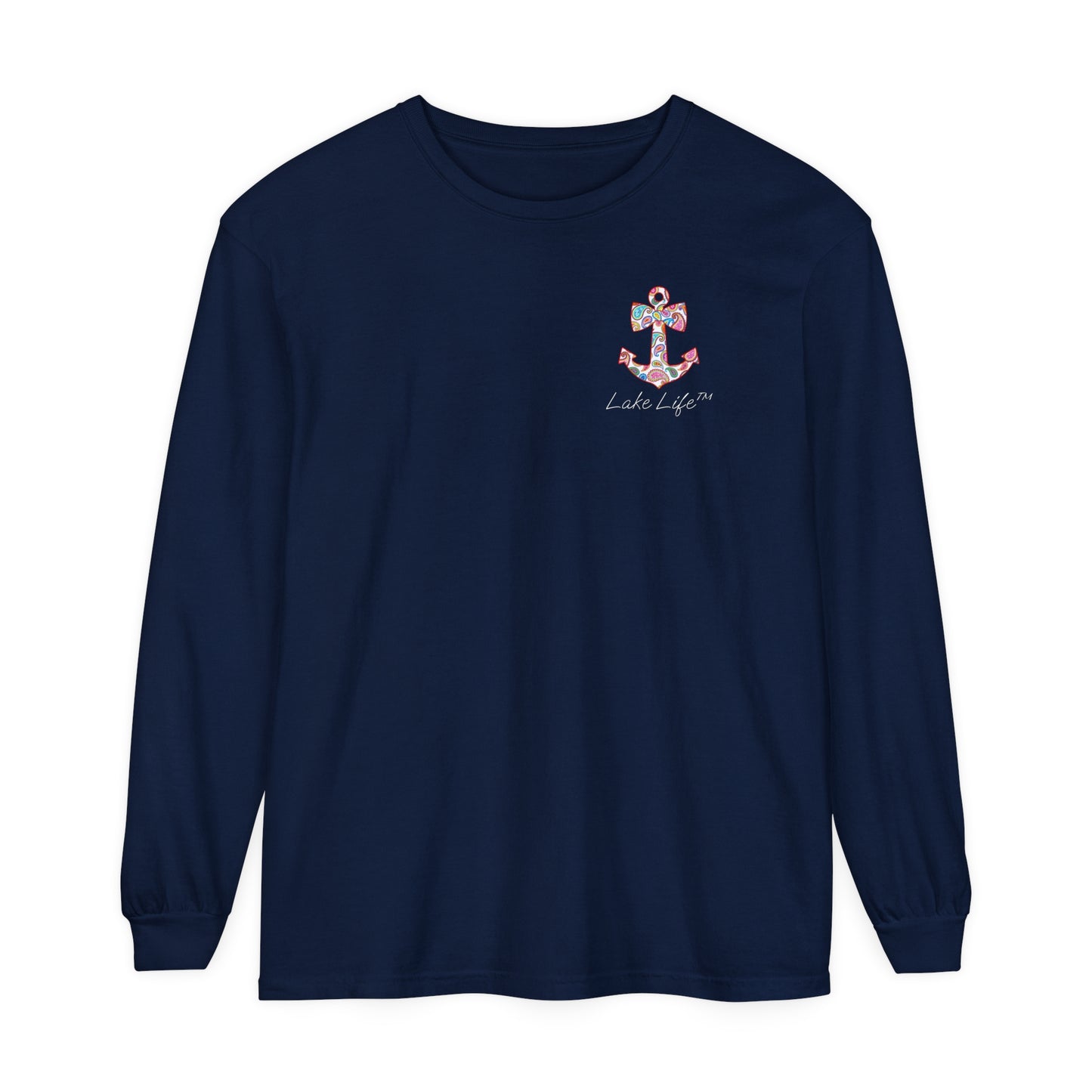 Lake Life™ Sweet Anchor Garment-dyed Long Sleeve T-Shirt by Pontoon Girl®