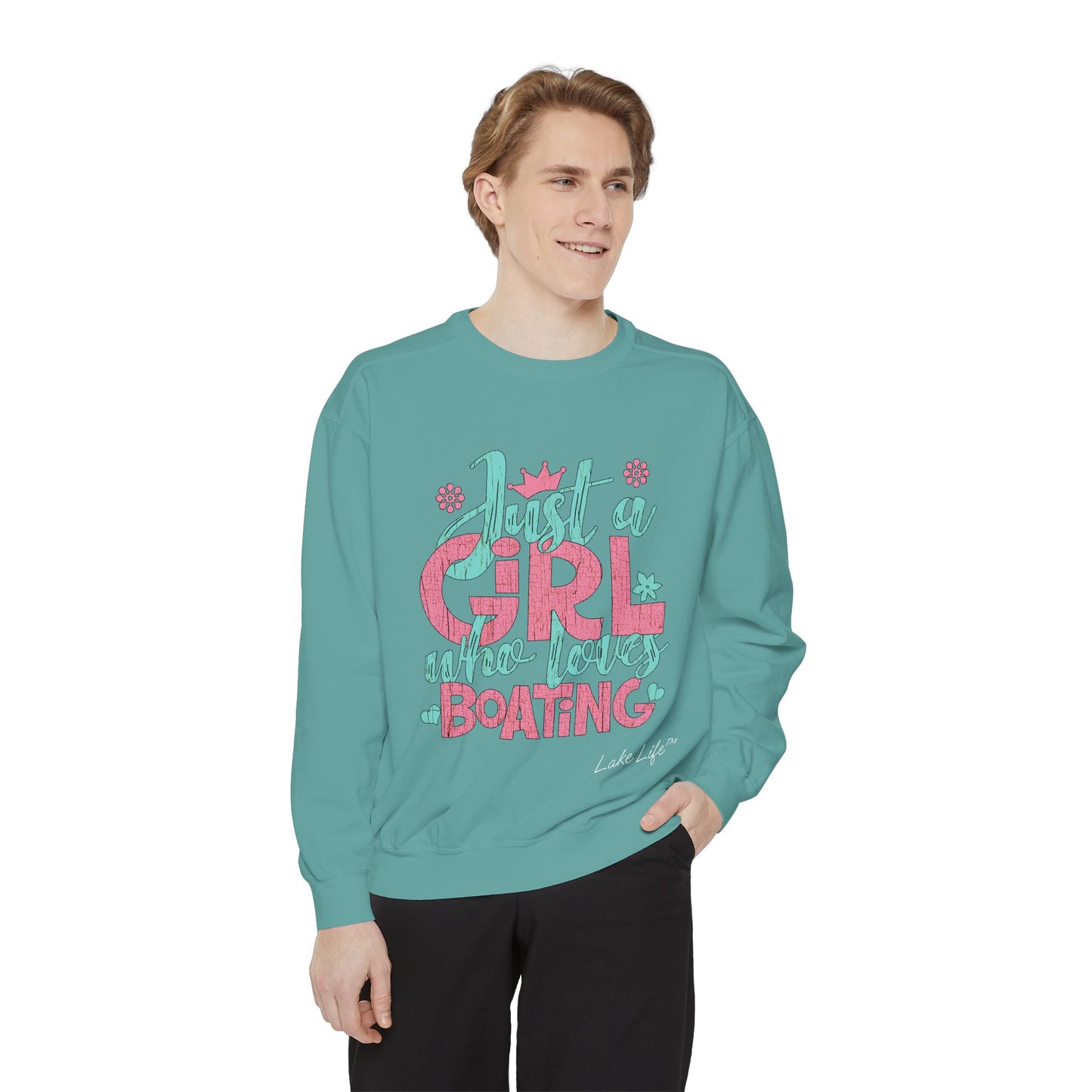 Just a Girl Who Loves Boating Lake Life™ Sweatshirt by Pontoon Girl®