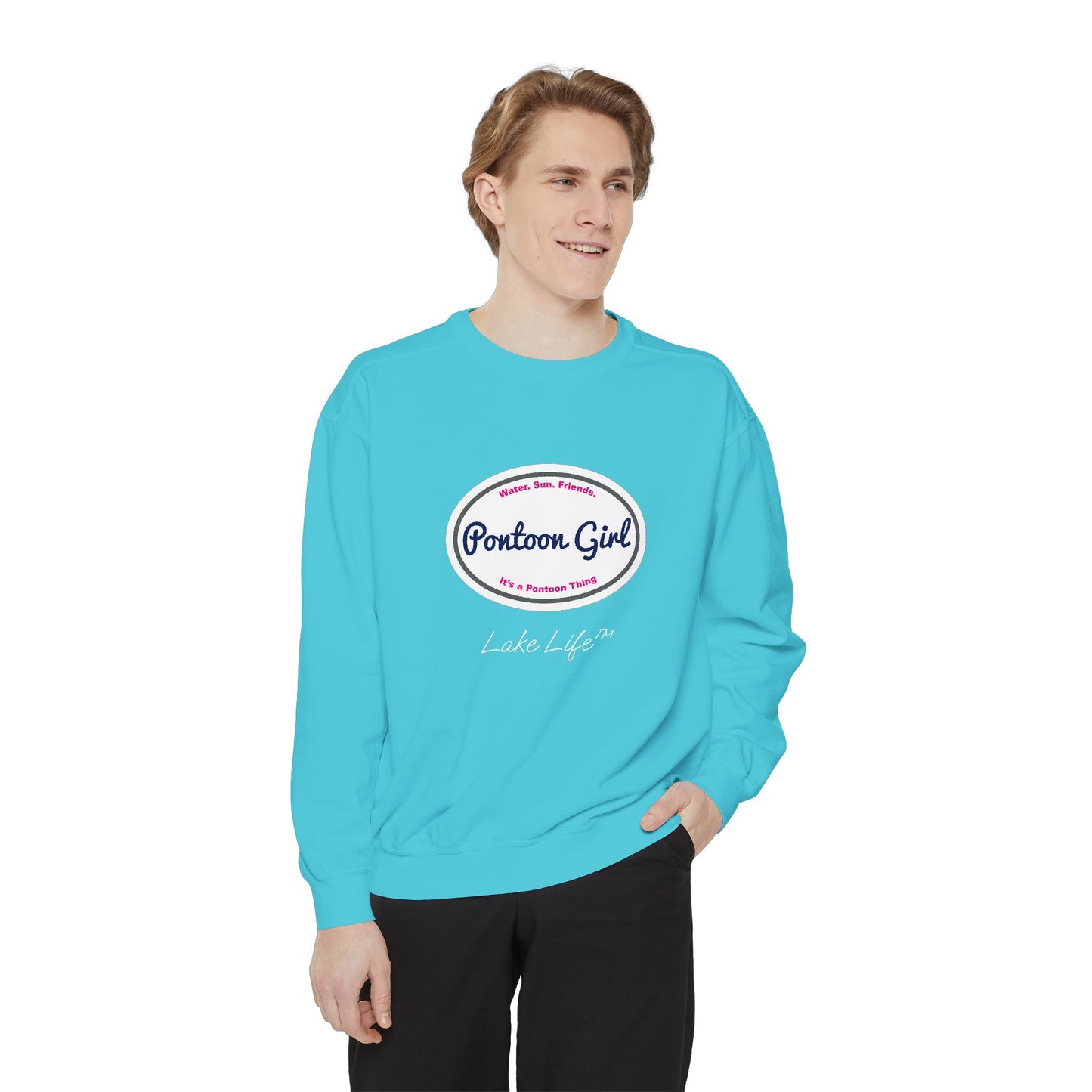 Pontoon Girl Logo Lake Life™ Crew Neck Sweatshirt by Pontoon Girl®