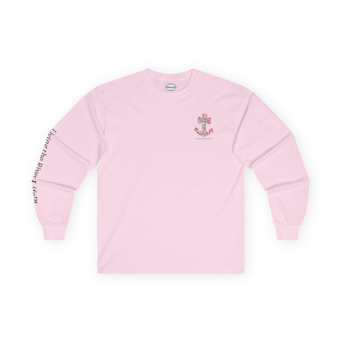 Sweet Anchor Living the River Life™ - Customizable - Long Sleeve Tee by Pontoon Girl® in Light Colors