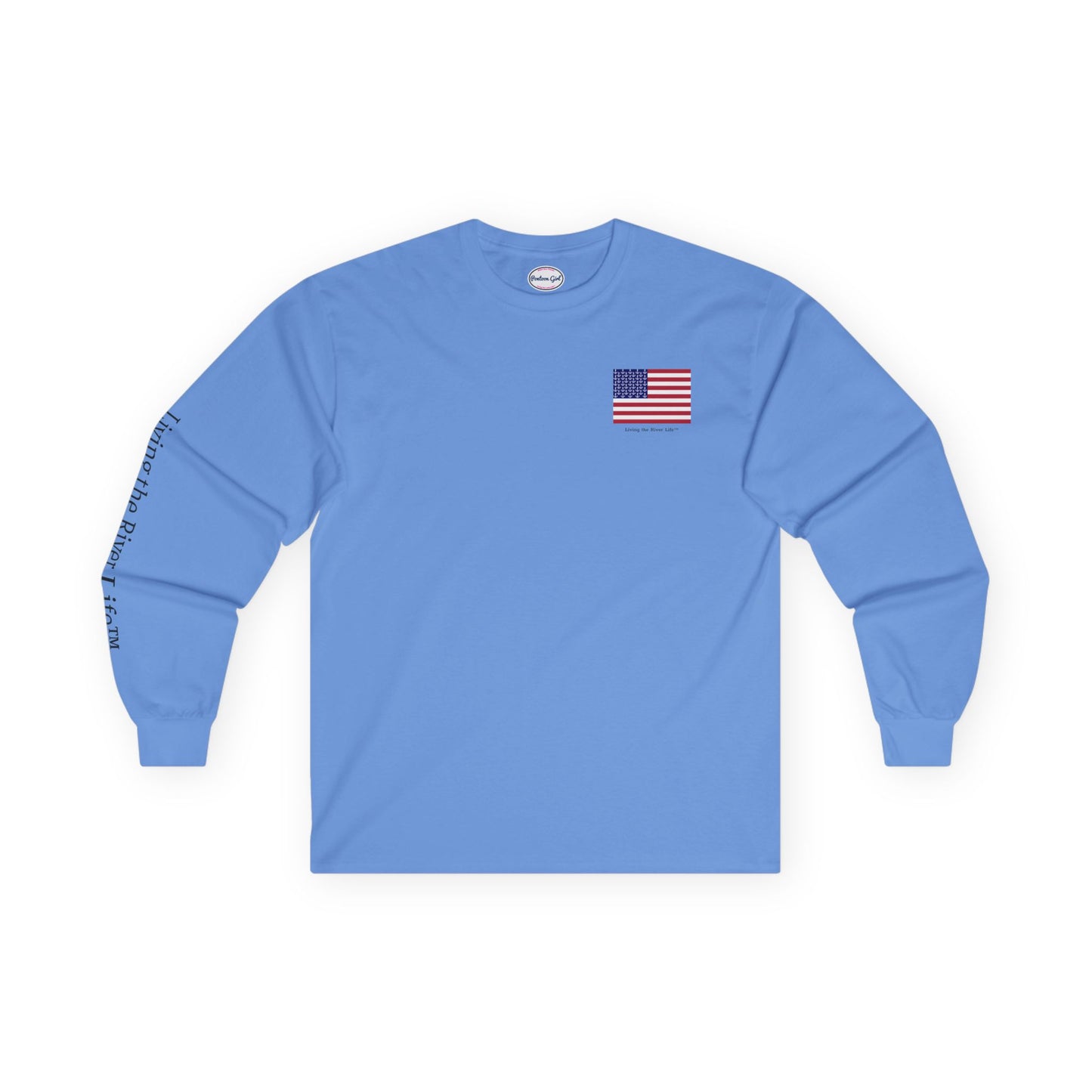 Anchors and Stripes Living the River Life™ - Customizable - Long Sleeve Tee by Pontoon Girl® in Light Colors