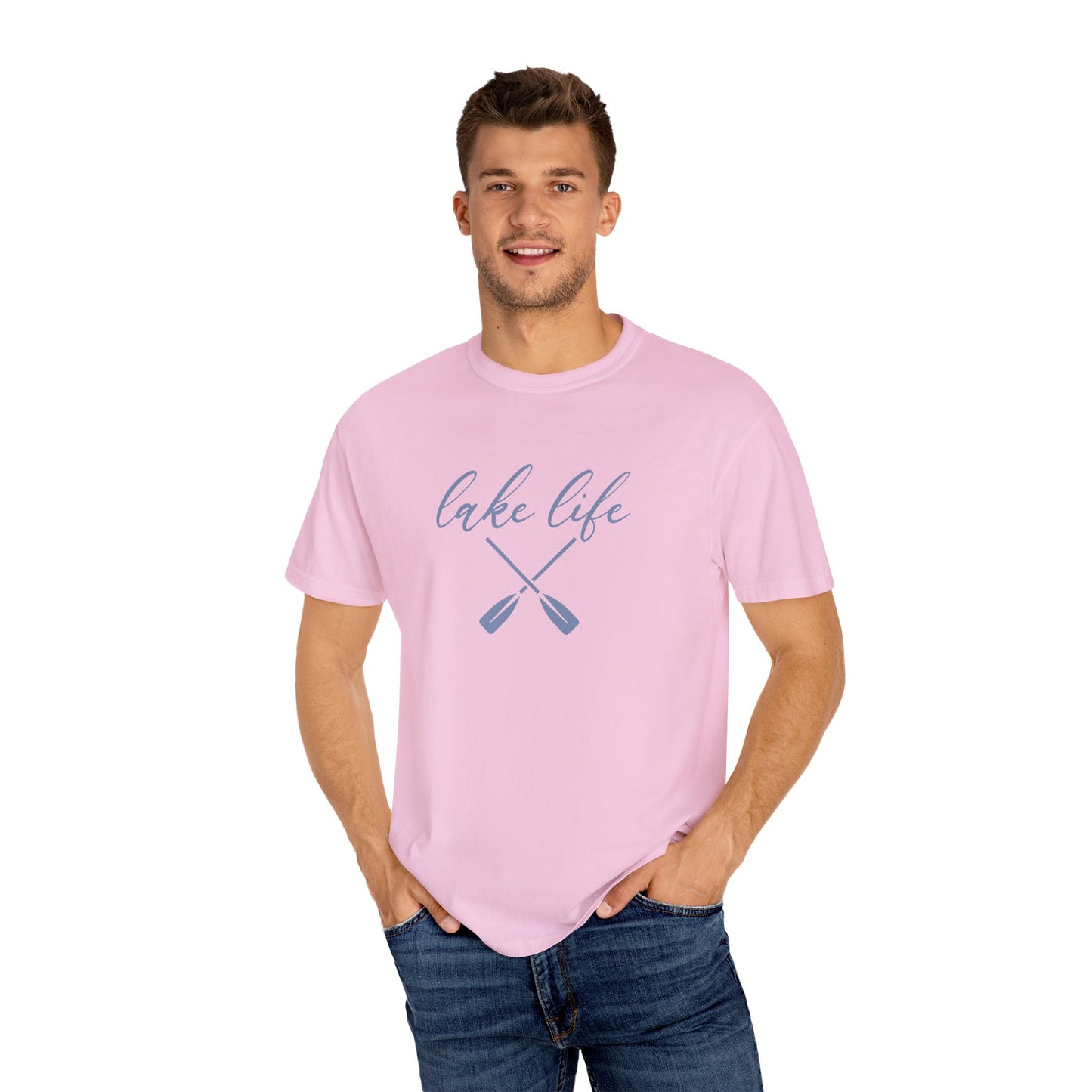 Lake Life™ Blue Paddle Unisex Garment-Dyed T-shirt by Pontoon Girl®