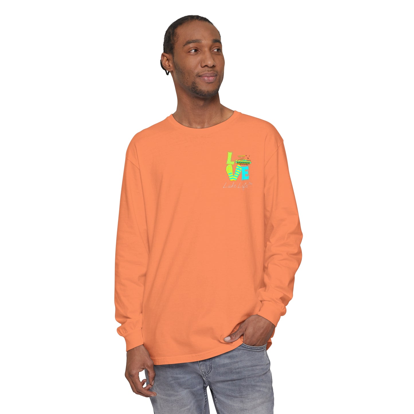 Lake Life™ Bright Flip Flop Love Unisex Garment-dyed Long Sleeve T-Shirt by Pontoon Girl®