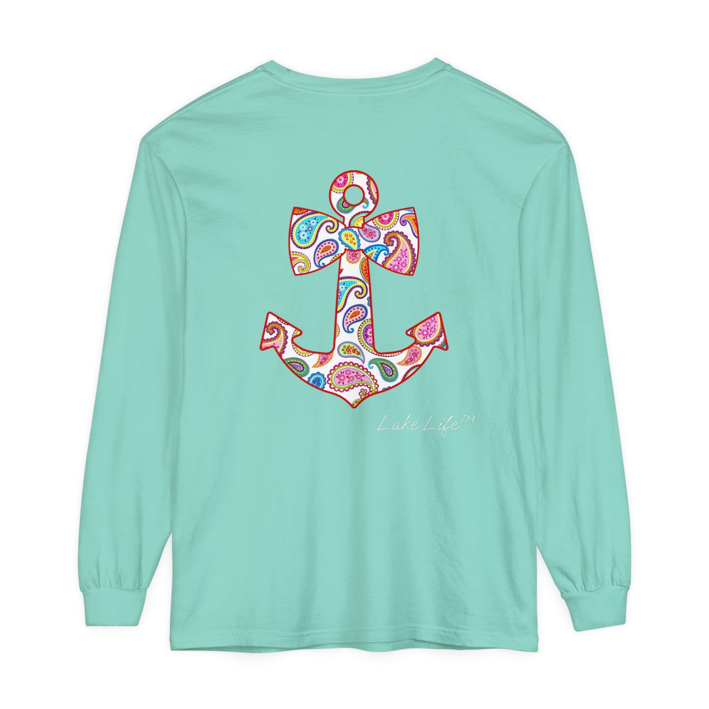 Lake Life™ Sweet Anchor Garment-dyed Long Sleeve T-Shirt by Pontoon Girl®