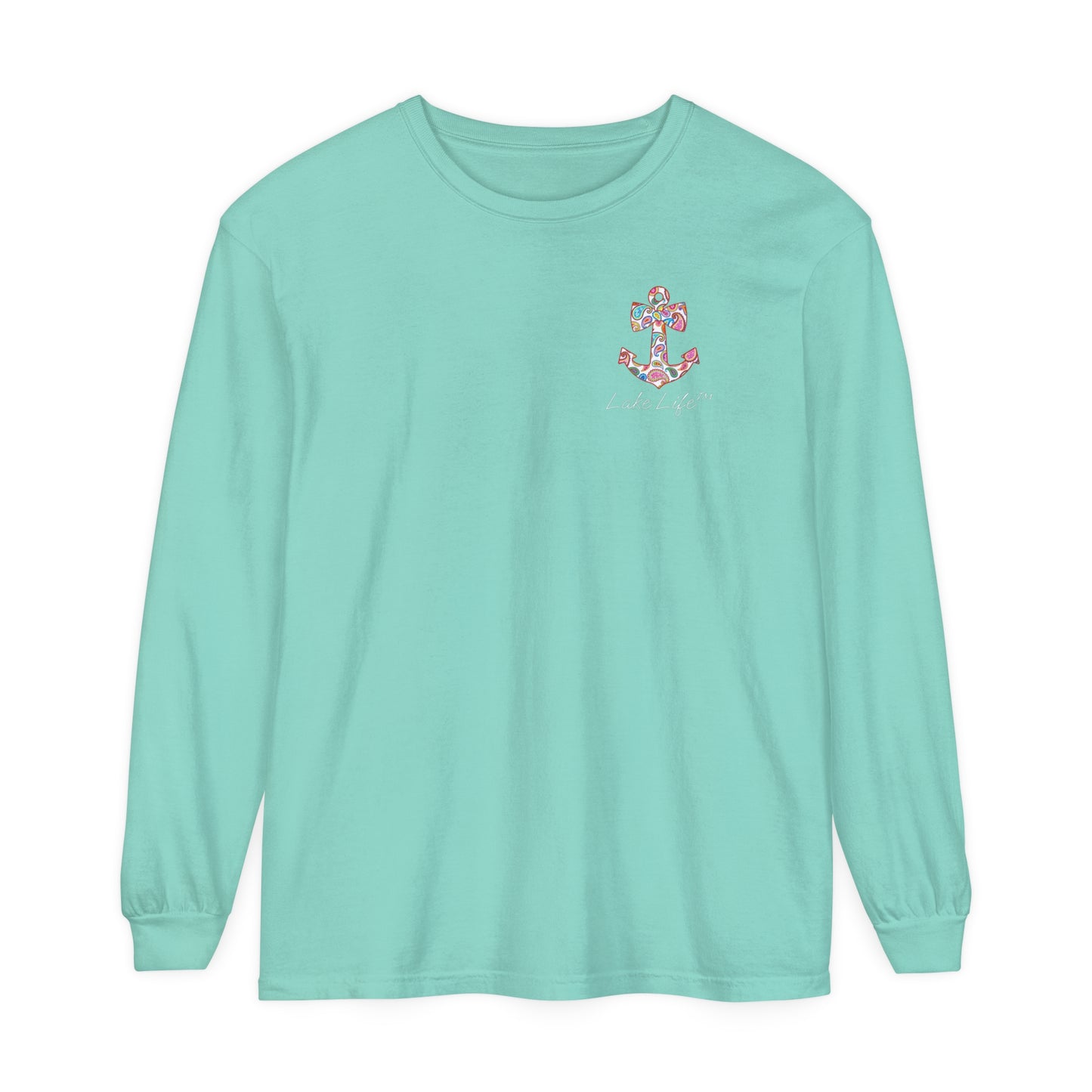 Lake Life™ Sweet Anchor Garment-dyed Long Sleeve T-Shirt by Pontoon Girl®