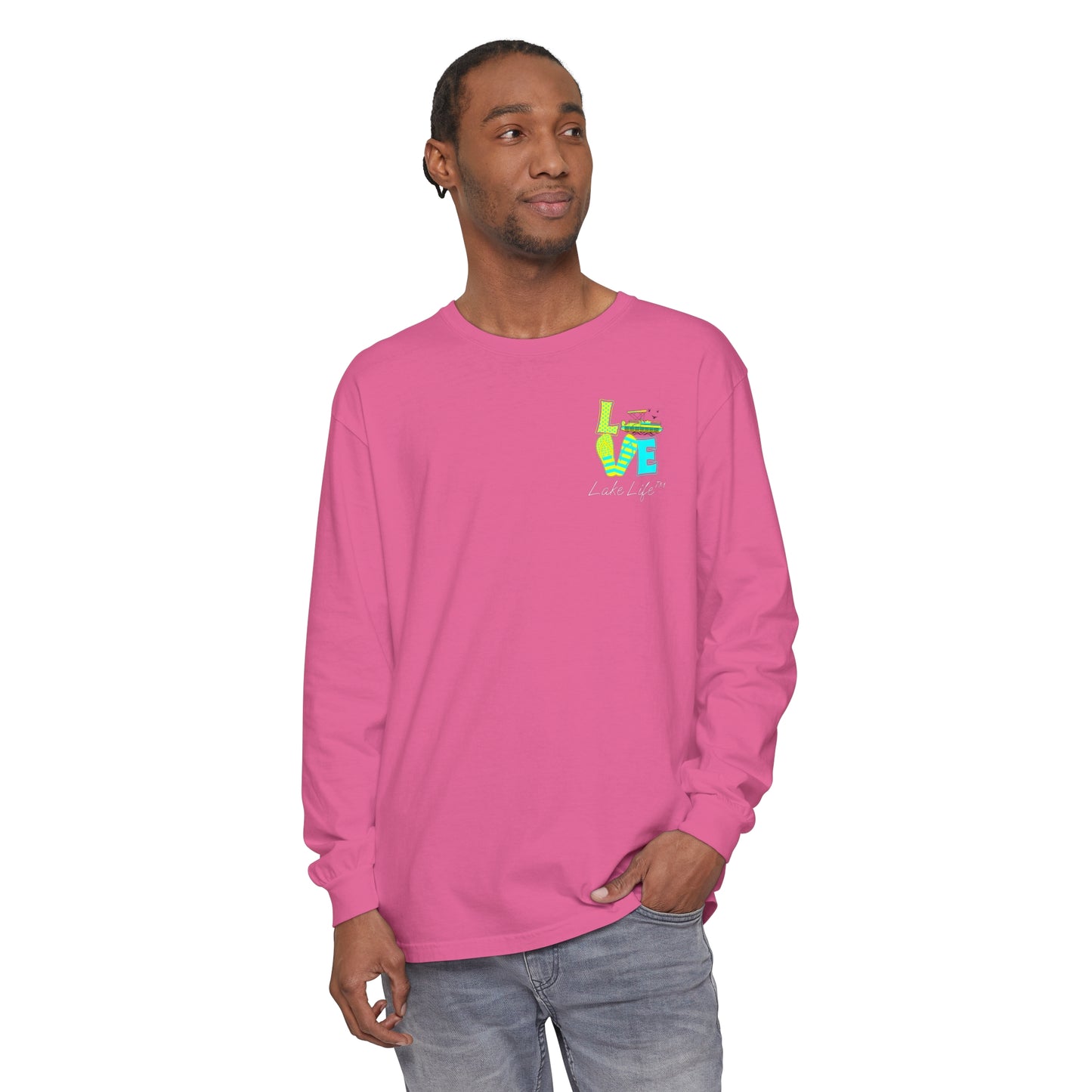 Lake Life™ Bright Flip Flop Love Unisex Garment-dyed Long Sleeve T-Shirt by Pontoon Girl®