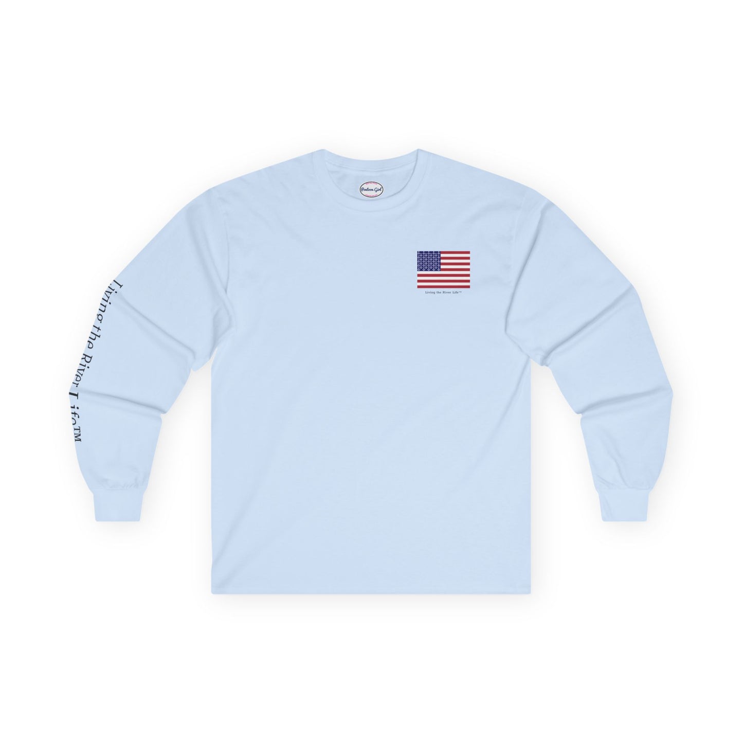 Anchors and Stripes Living the River Life™ - Customizable - Long Sleeve Tee by Pontoon Girl® in Light Colors