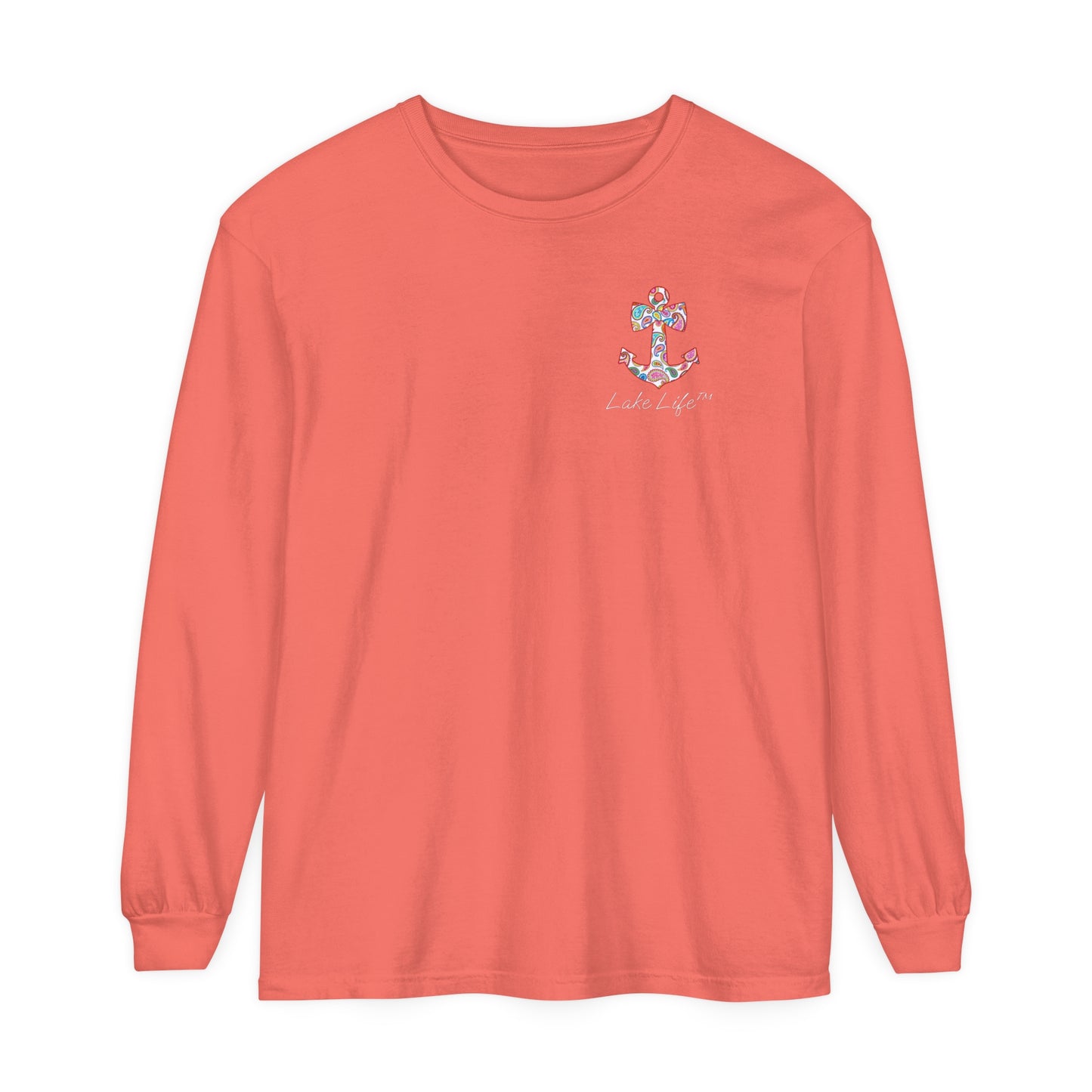 Lake Life™ Sweet Anchor Garment-dyed Long Sleeve T-Shirt by Pontoon Girl®