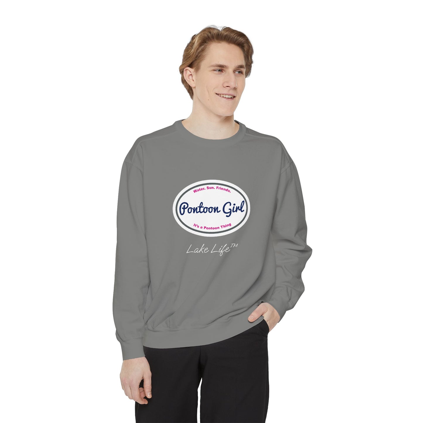 Pontoon Girl Logo Lake Life™ Crew Neck Sweatshirt by Pontoon Girl®