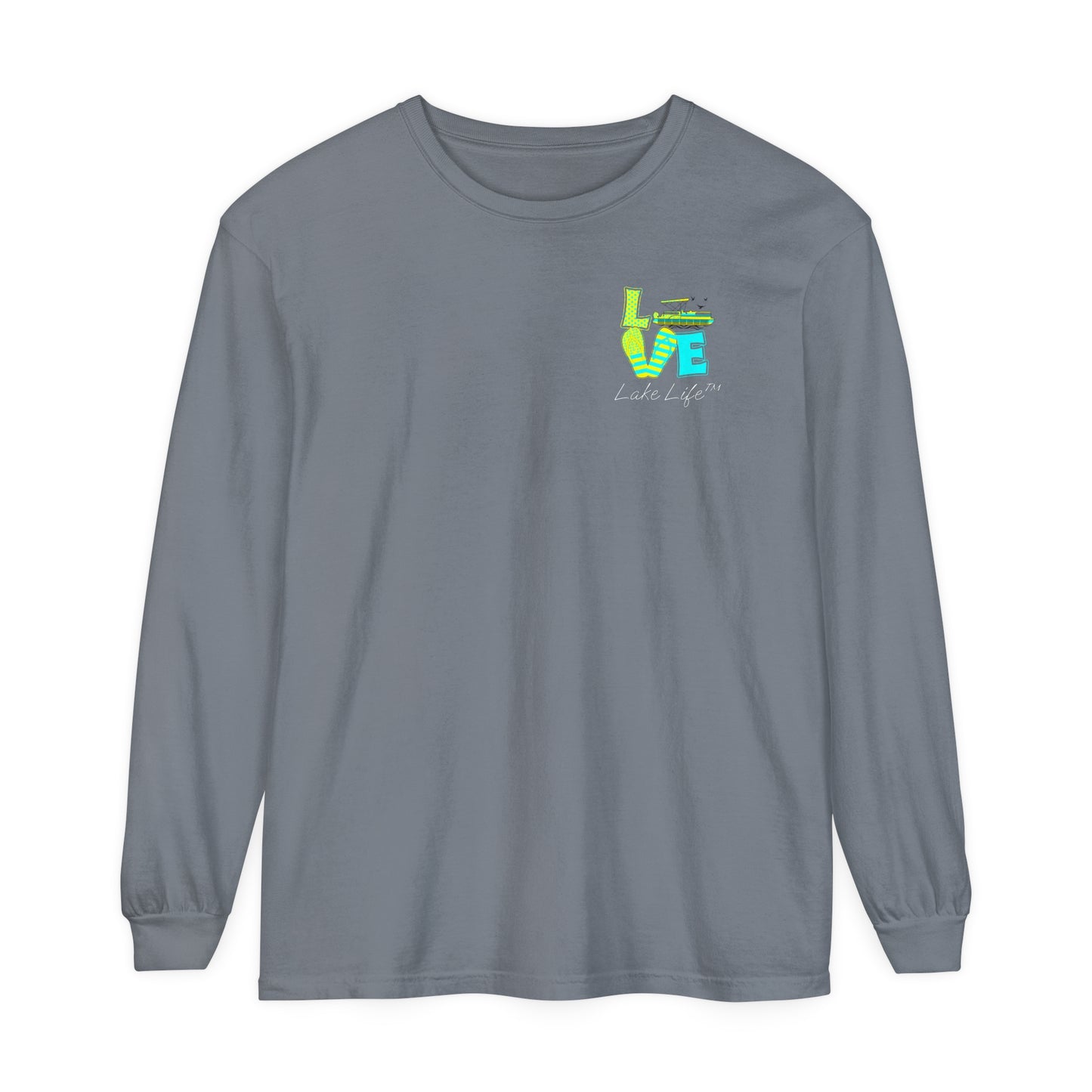 Lake Life™ Bright Flip Flop Love Unisex Garment-dyed Long Sleeve T-Shirt by Pontoon Girl®