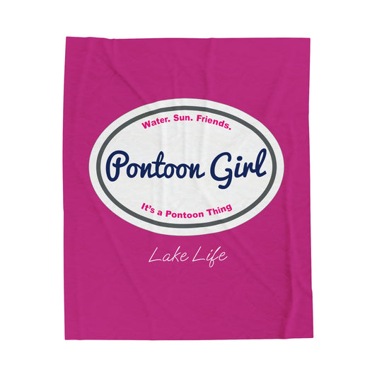 Pontoon Girl® Large Logo and Lake Life™ Plush Blanket by PontoonGirl®