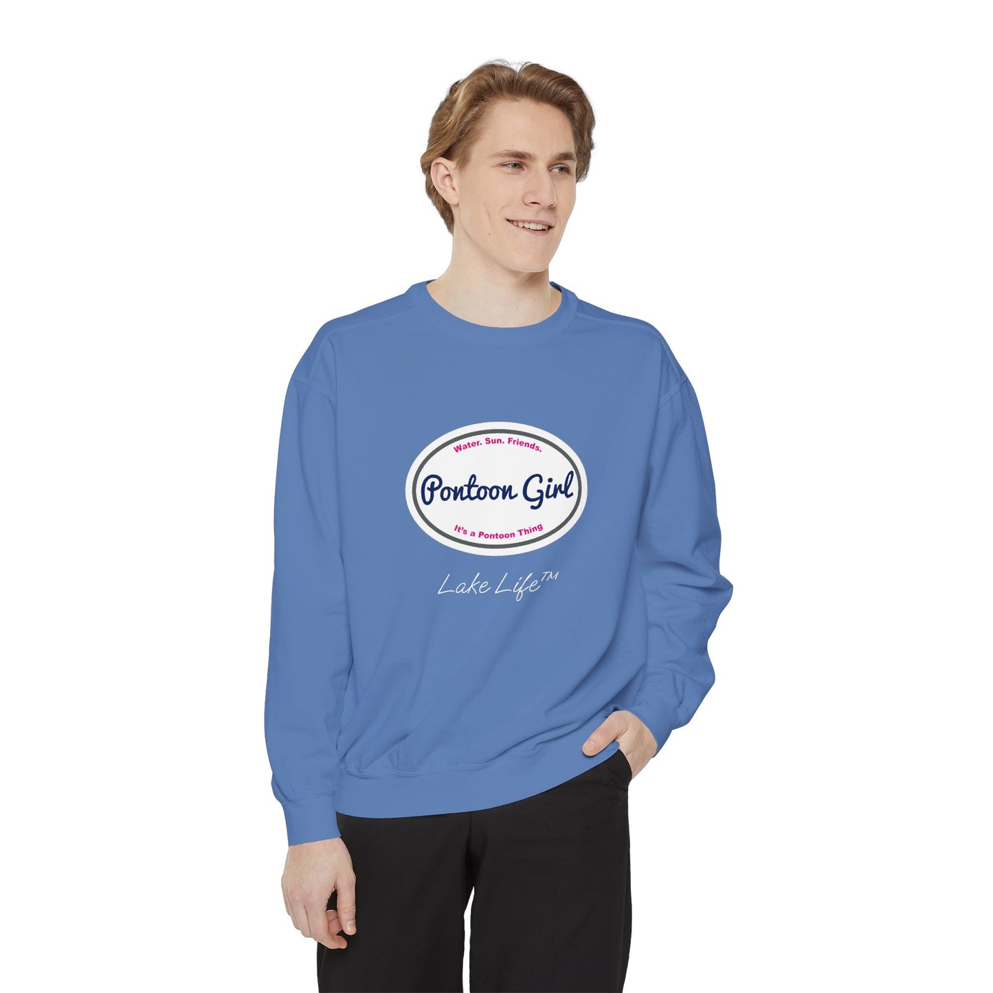 Pontoon Girl Logo Lake Life™ Crew Neck Sweatshirt by Pontoon Girl®
