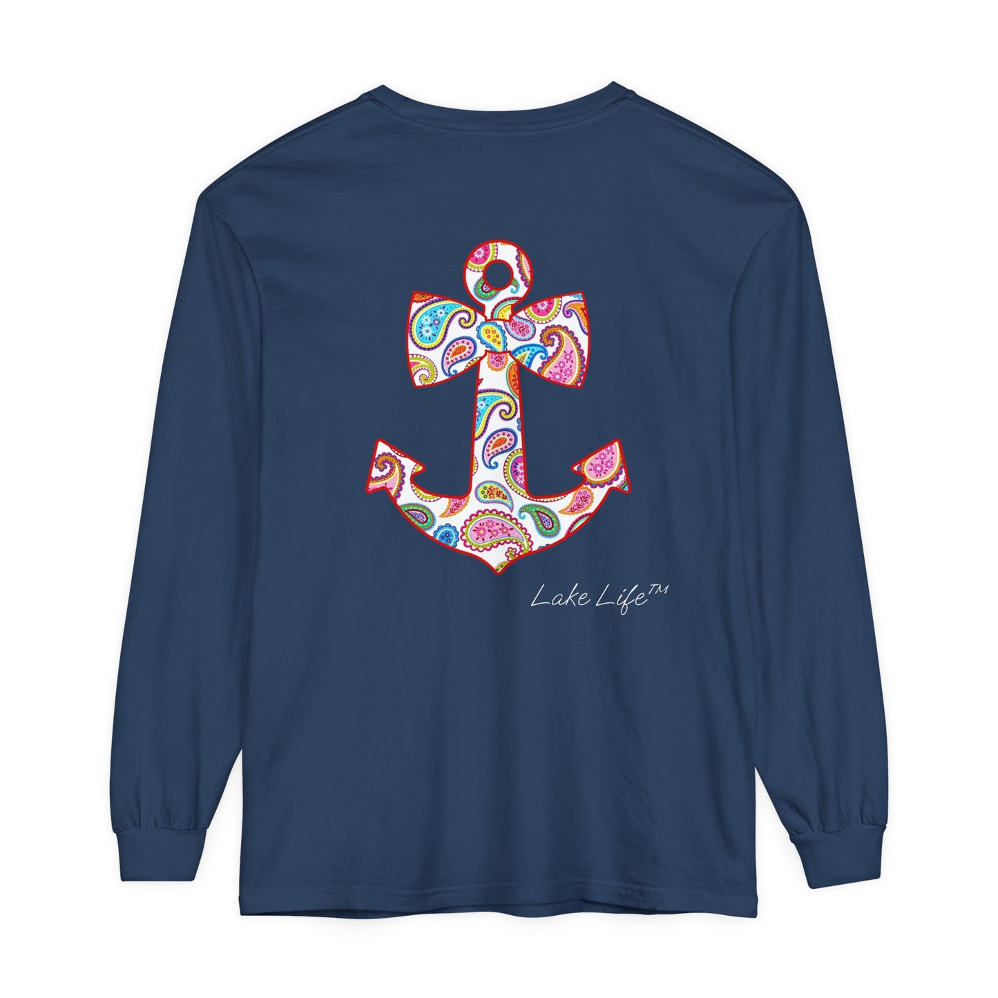 Lake Life™ Sweet Anchor Garment-dyed Long Sleeve T-Shirt by Pontoon Girl®