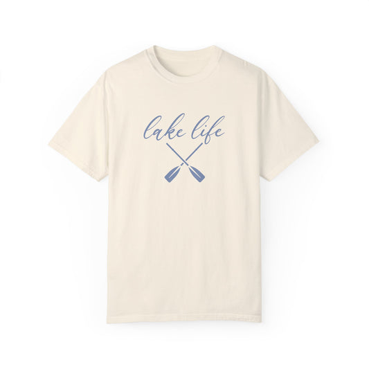 Lake Life™ Blue Paddle Unisex Garment-Dyed T-shirt by Pontoon Girl®