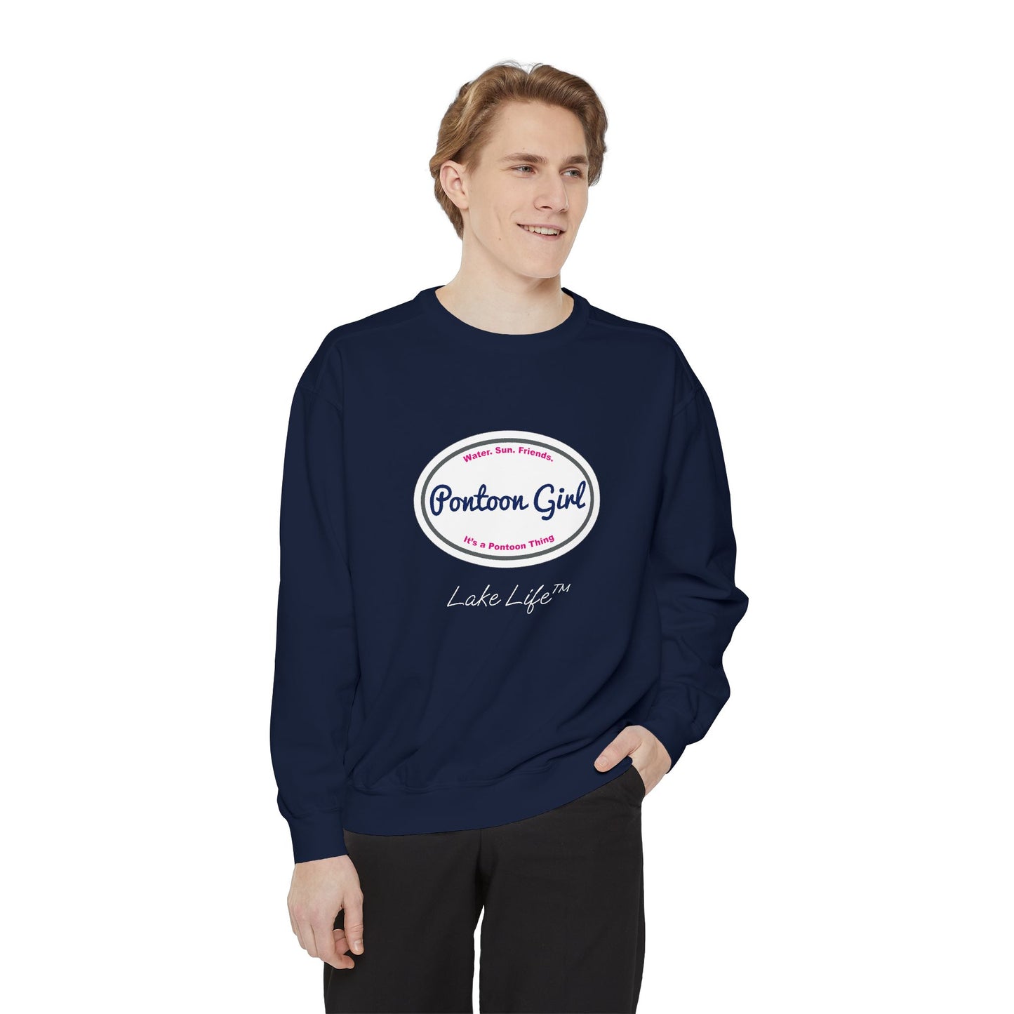 Pontoon Girl Logo Lake Life™ Crew Neck Sweatshirt by Pontoon Girl®