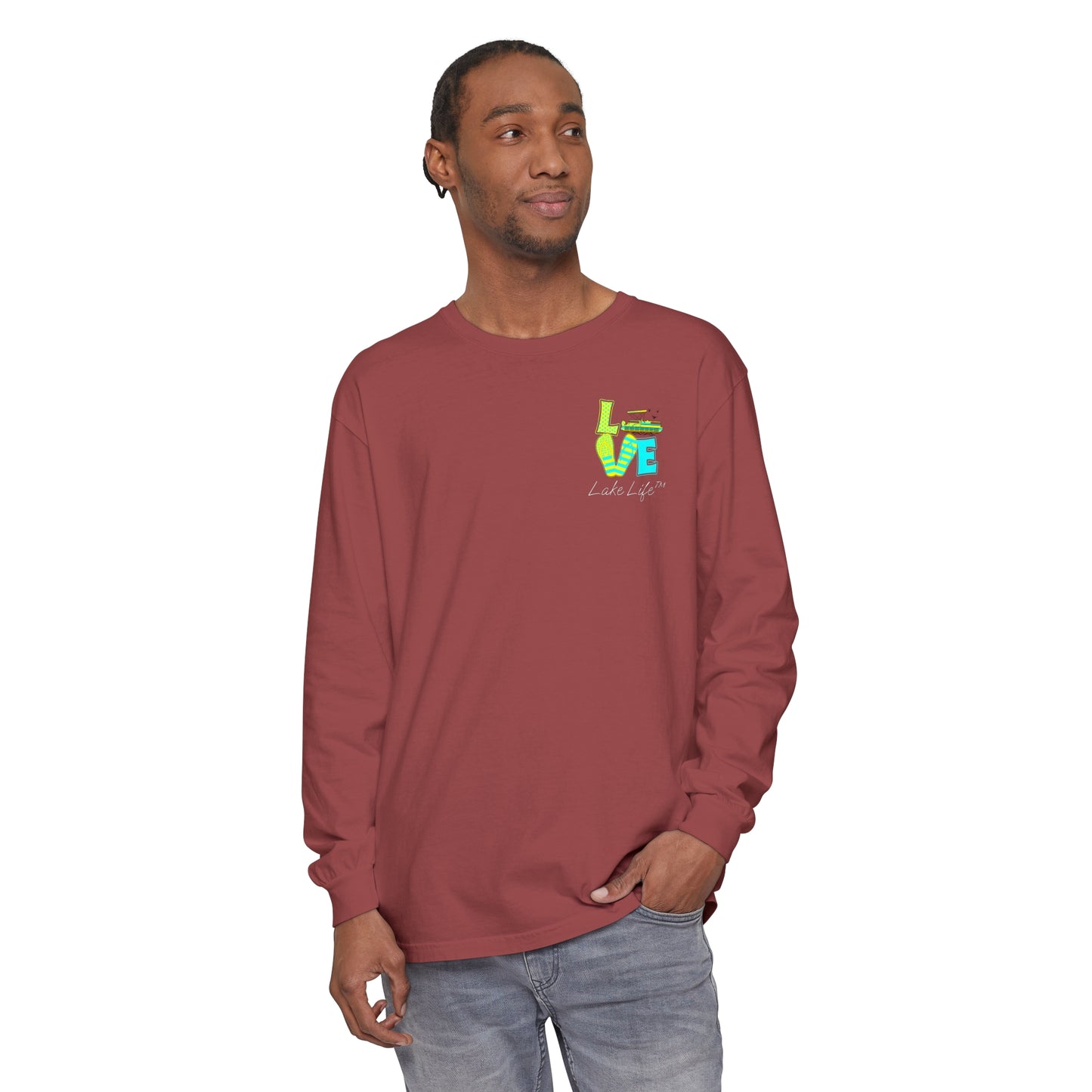 Lake Life™ Bright Flip Flop Love Unisex Garment-dyed Long Sleeve T-Shirt by Pontoon Girl®