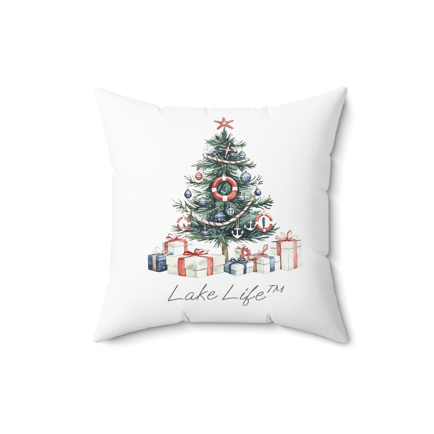 Nautical Christmas Tree Lake Life™ - Spun Polyester Square Pillow